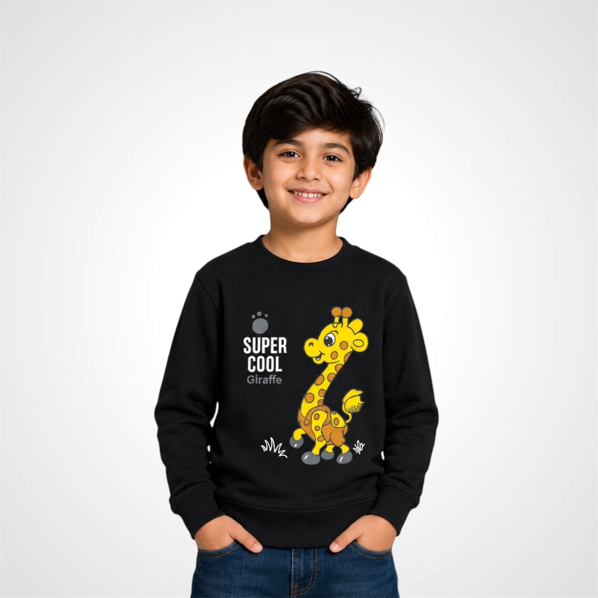 Kids Giraffe Graphic Print Crewneck Sweatshirt