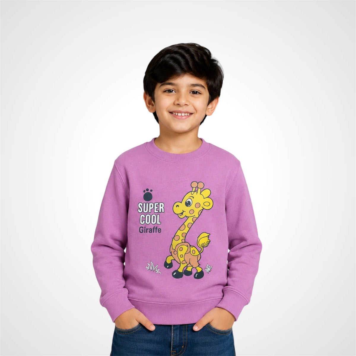 Kids Giraffe Graphic Print Crewneck Sweatshirt