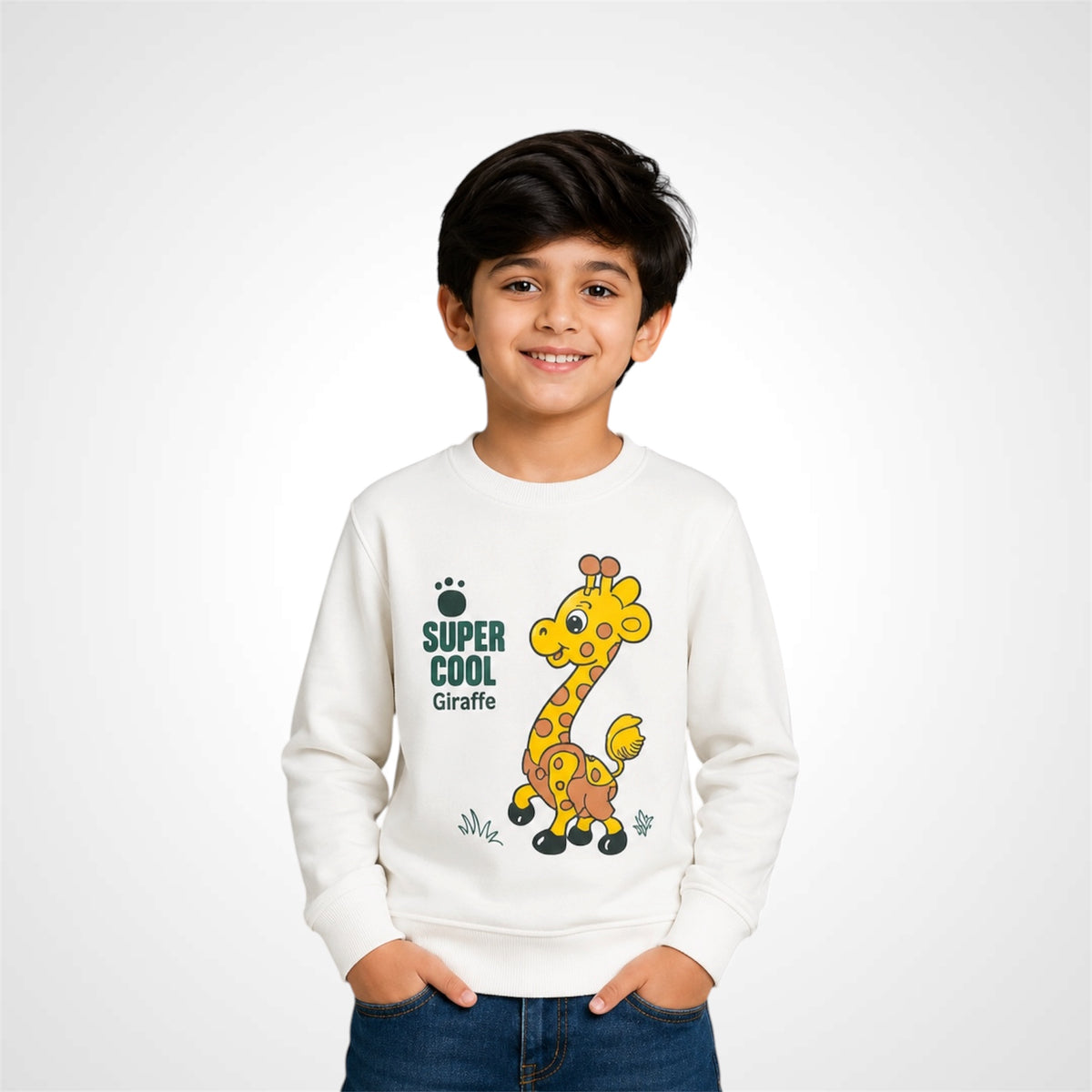 Kids Giraffe Graphic Print Crewneck Sweatshirt