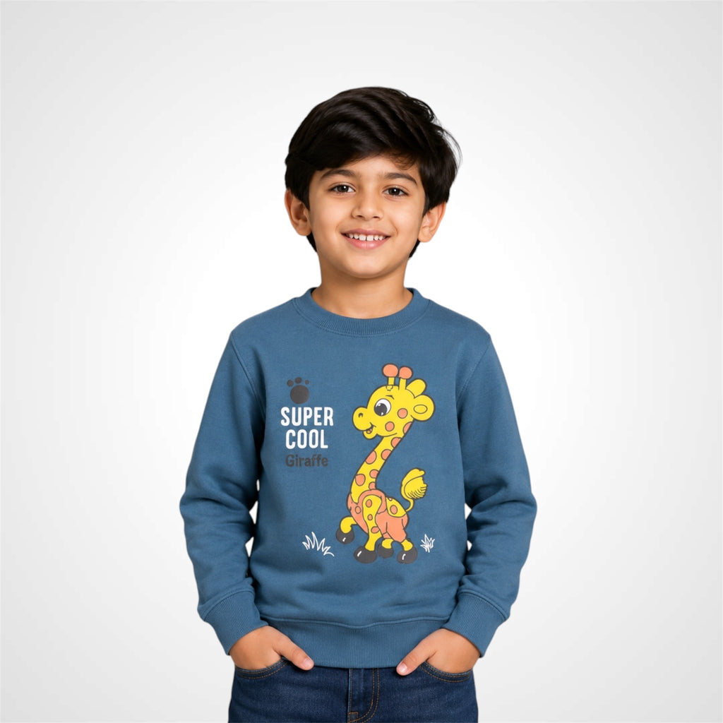 Kids Giraffe Graphic Print Crewneck Sweatshirt