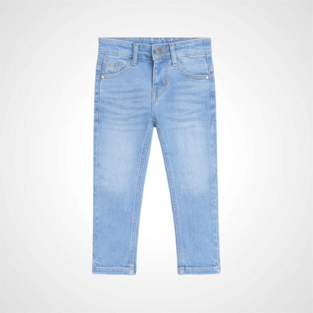 Kids premium classic denim jeans with stretchable fabric and rolled-up cuffs for everyday wear. 2