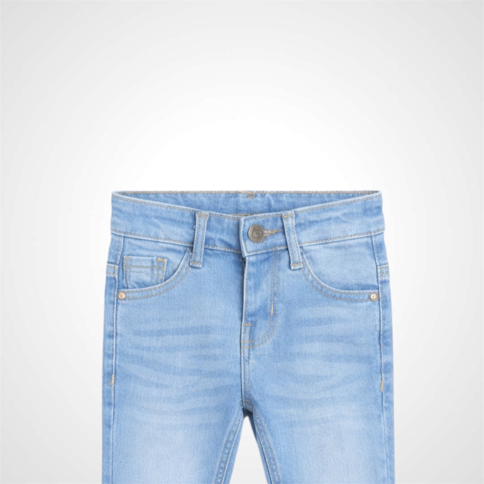 Kids premium classic denim jeans with stretchable fabric and rolled-up cuffs for everyday wear. 3