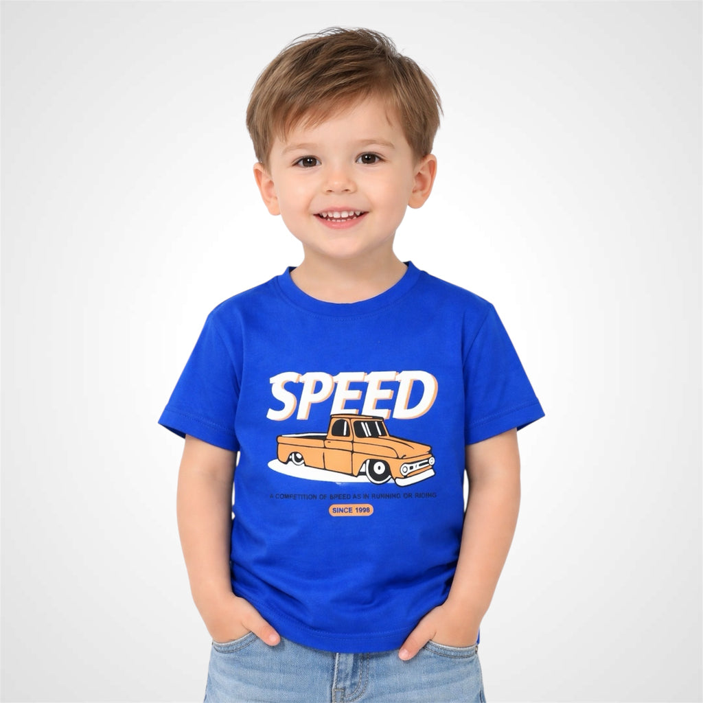 Kids Premium Cotton Graphic T-Shirt - Vintage Speed Truck Design