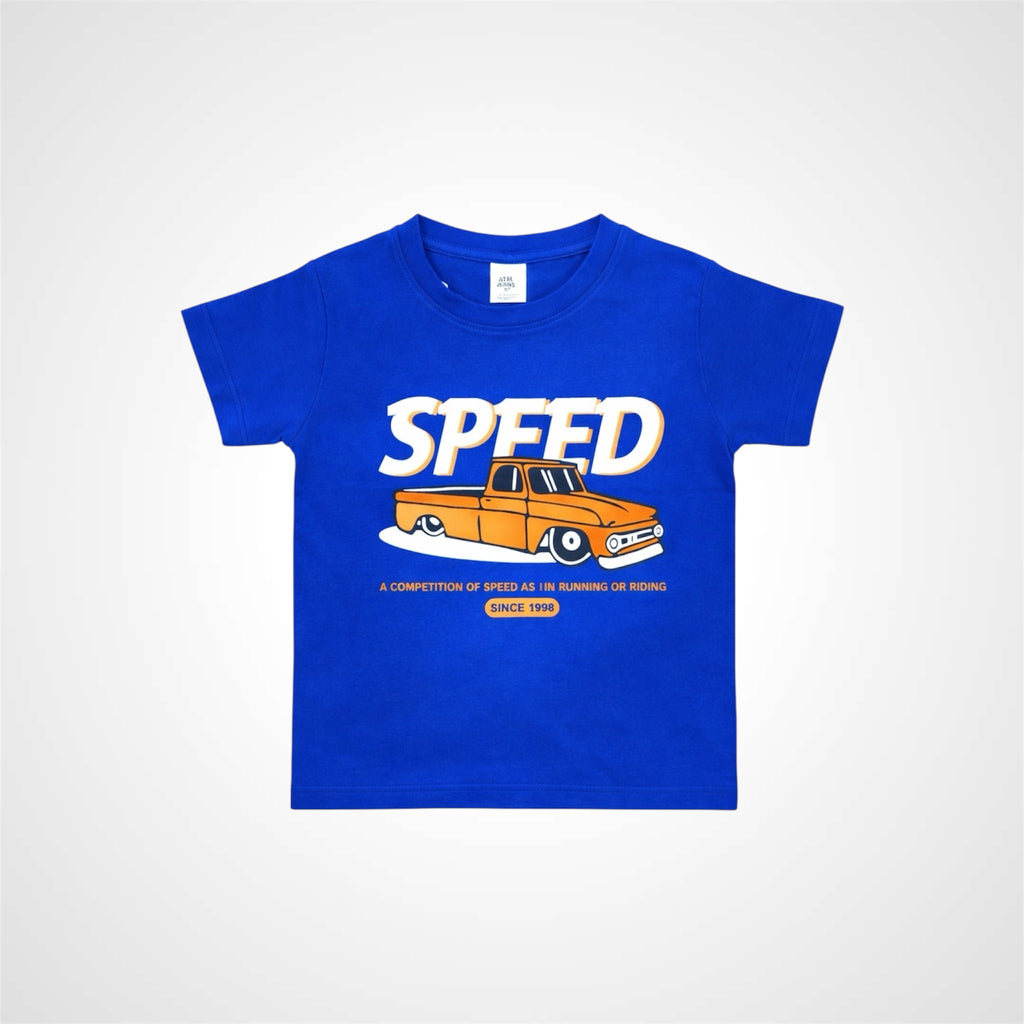 Kids Premium Cotton Graphic T-Shirt - Vintage Speed Truck Design