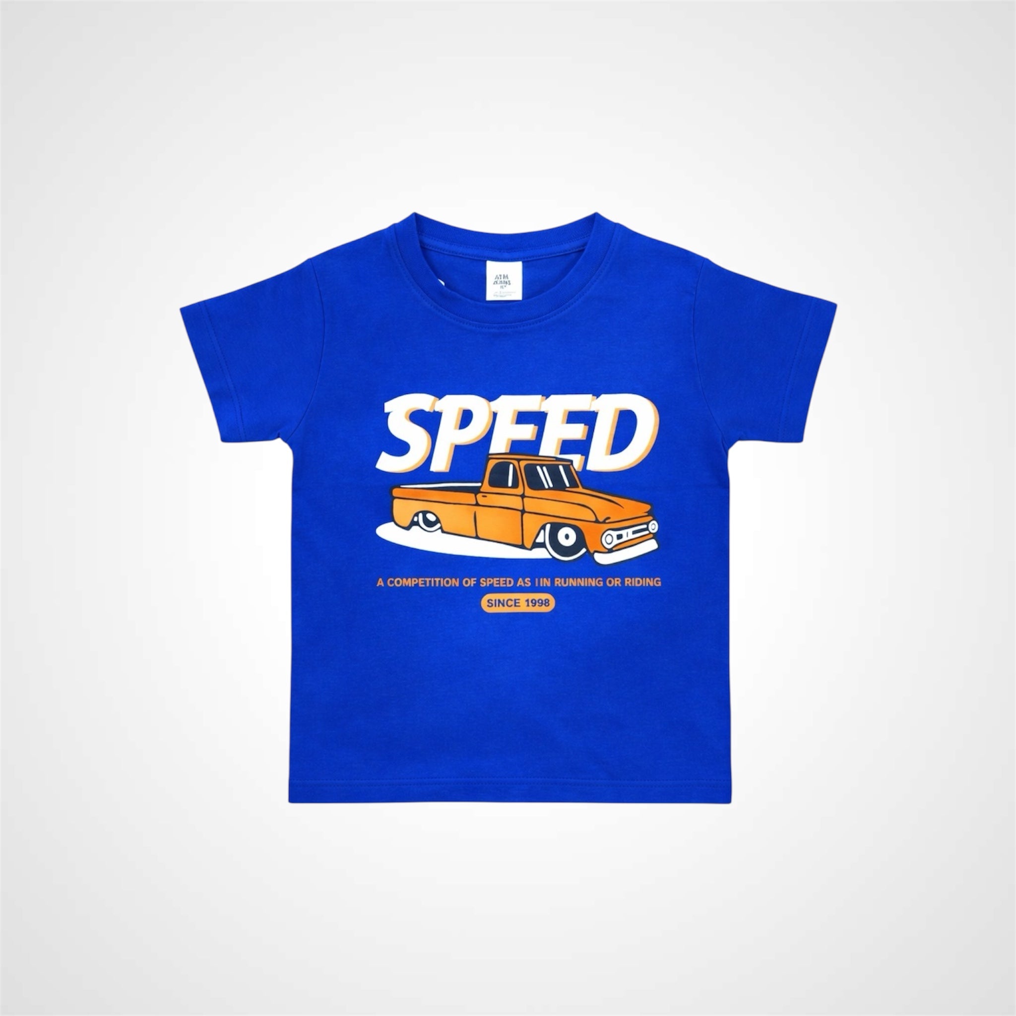 Kids Premium Cotton Graphic T-Shirt - Vintage Speed Truck Design