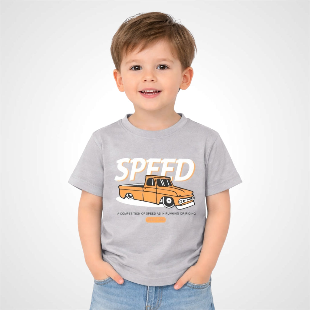 Kids Premium Cotton Graphic T-Shirt - Vintage Speed Truck Design