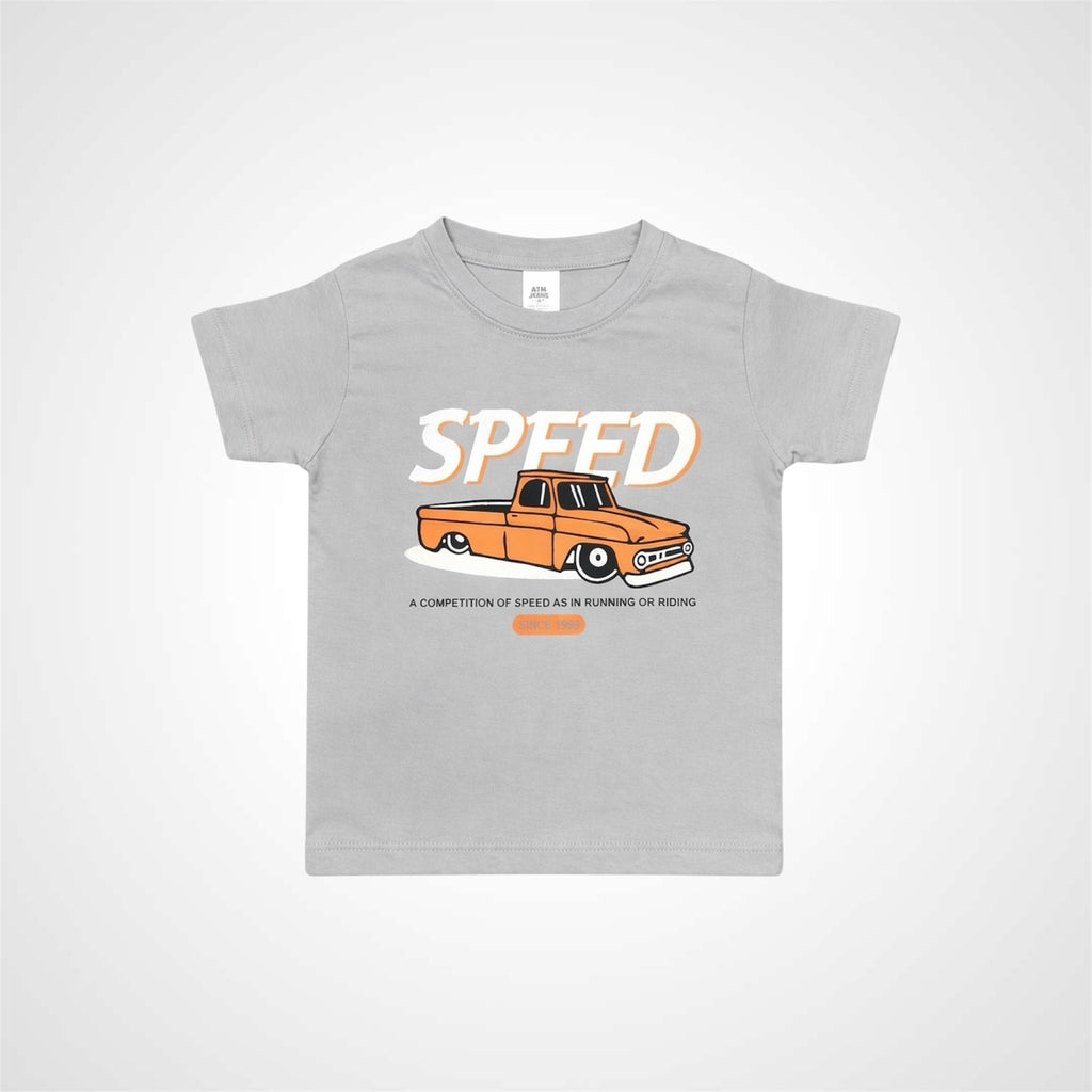 Kids Premium Cotton Graphic T-Shirt - Vintage Speed Truck Design