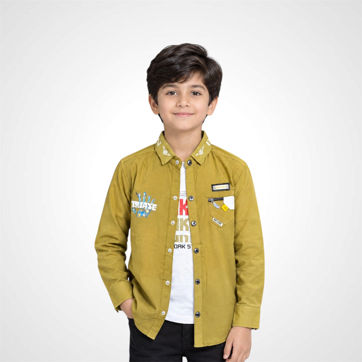 Kids Stylish Shirt | Layered With T-Shirt