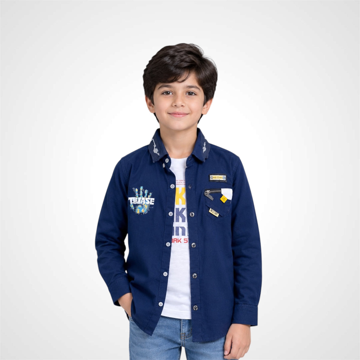 Kids Stylish Shirt | Layered With T-Shirt