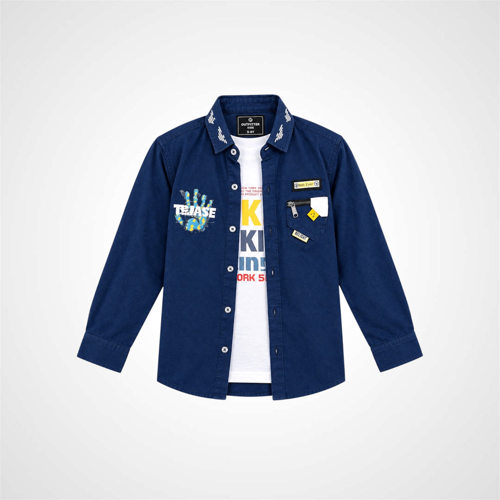 Kids Stylish Shirt | Layered With T-Shirt