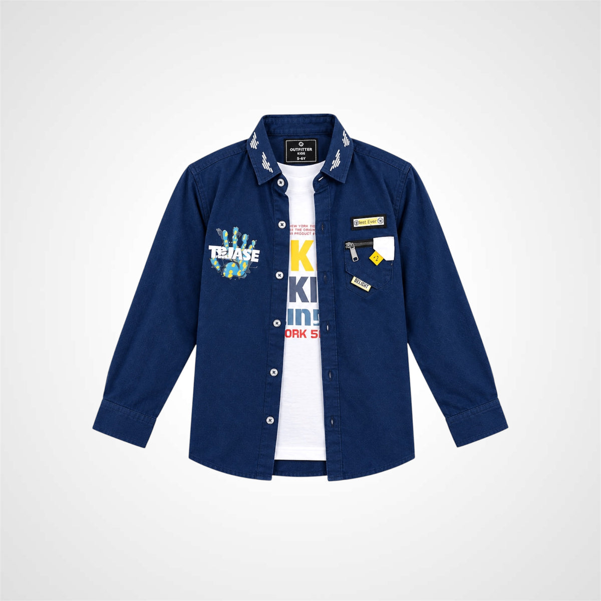 Kids Stylish Shirt | Layered With T-Shirt