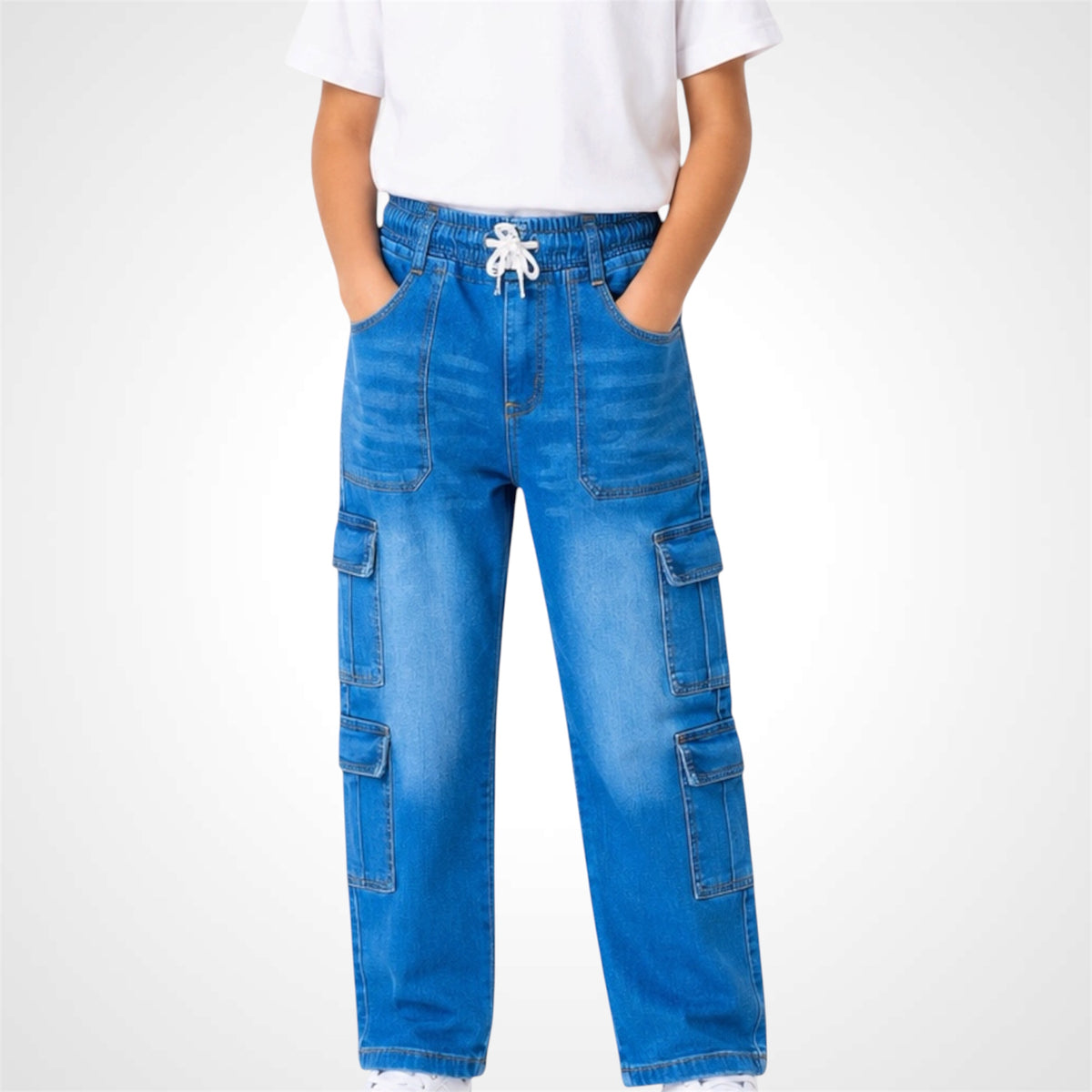 Kids Ultimate Comfort Fit Cargo Pocket Jeans
