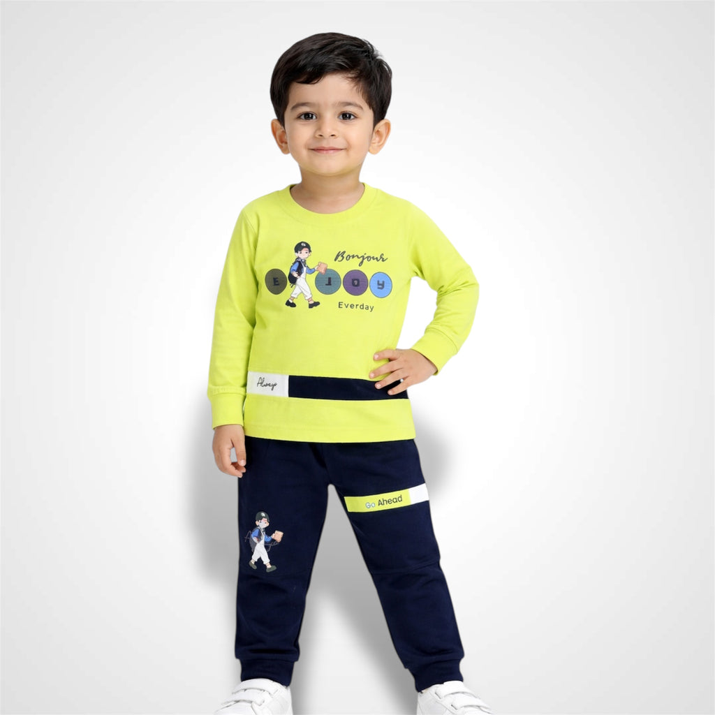 Kids casual cotton-blend two-piece set featuring a long-sleeve sweatshirt and matching joggers.
