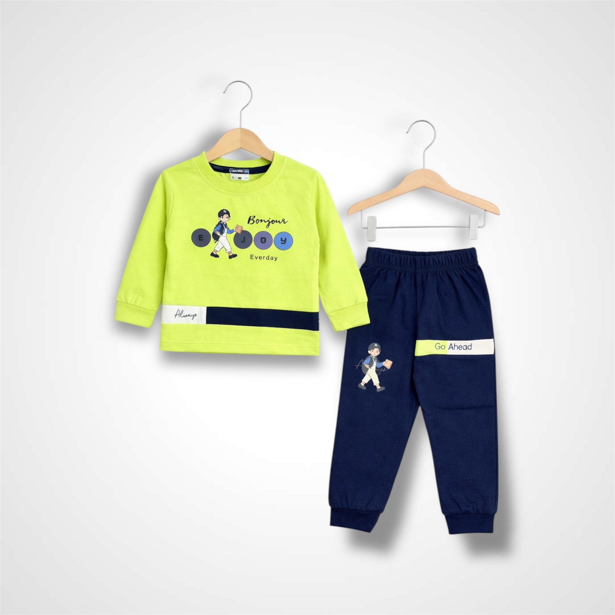 Kids casual cotton-blend two-piece set featuring a long-sleeve sweatshirt and matching joggers 1.