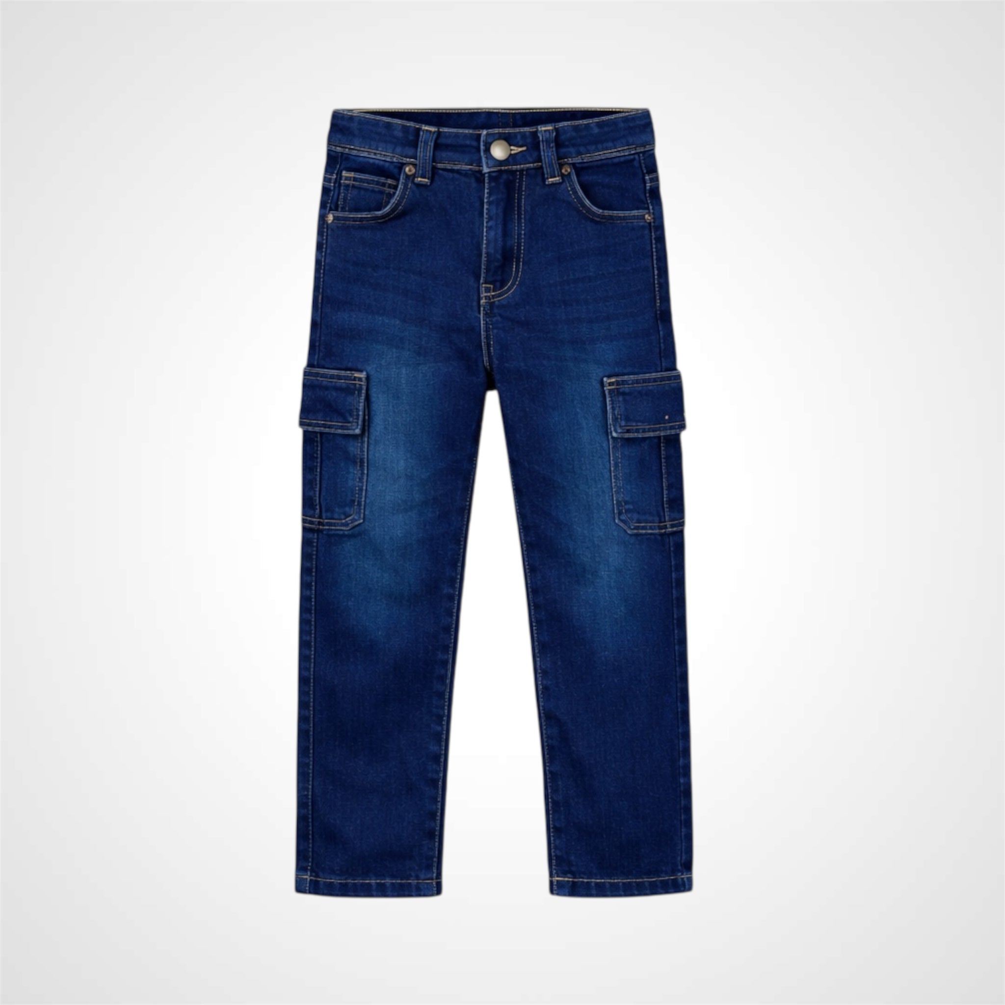 Kids' Comfortable Fit Cargo Denim Pant - Soft Stretchable