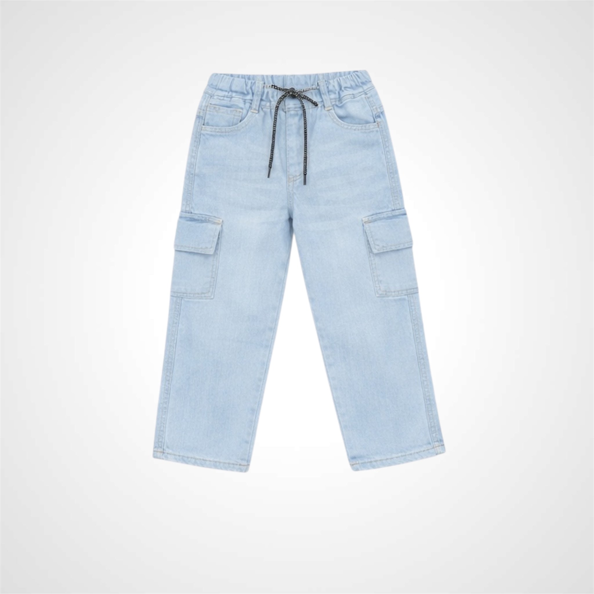 Kids Premium Denim Baggy Jeans with Elasticated Waist and Cargo Pockets 2