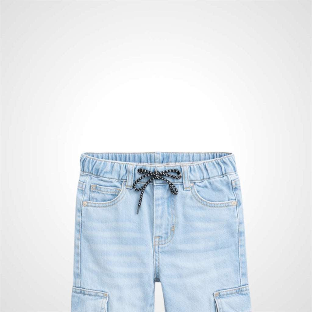 Kids Premium Denim Baggy Jeans with Elasticated Waist and Cargo Pockets 3