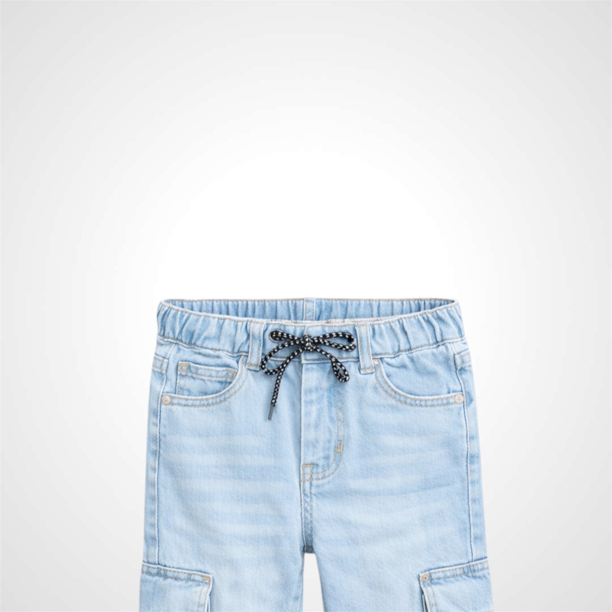 Kids Premium Denim Baggy Jeans with Elasticated Waist and Cargo Pockets 3