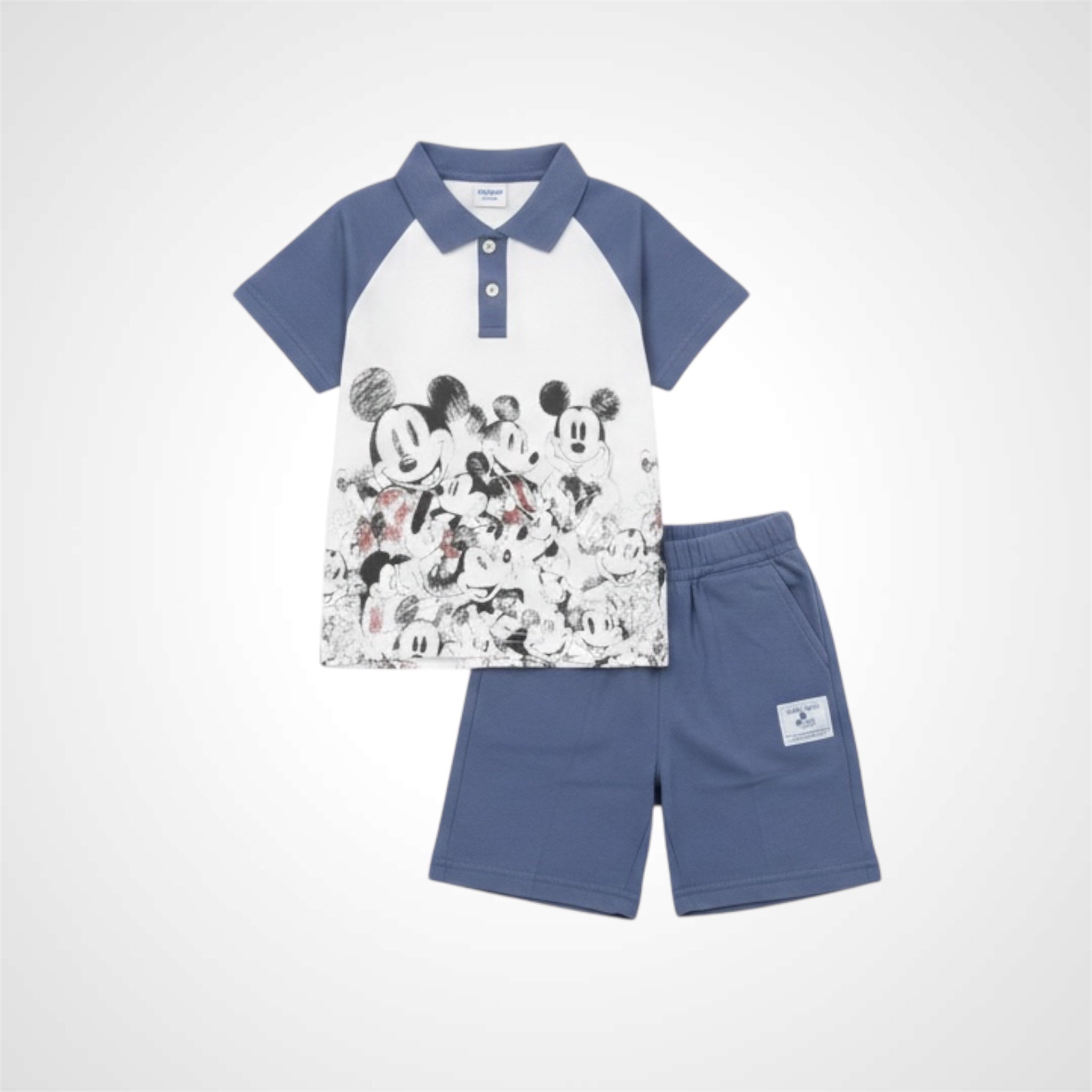Kids' Premium Mickey Mouse Graphic Polo Shirt & Shorts Two-Piece Set