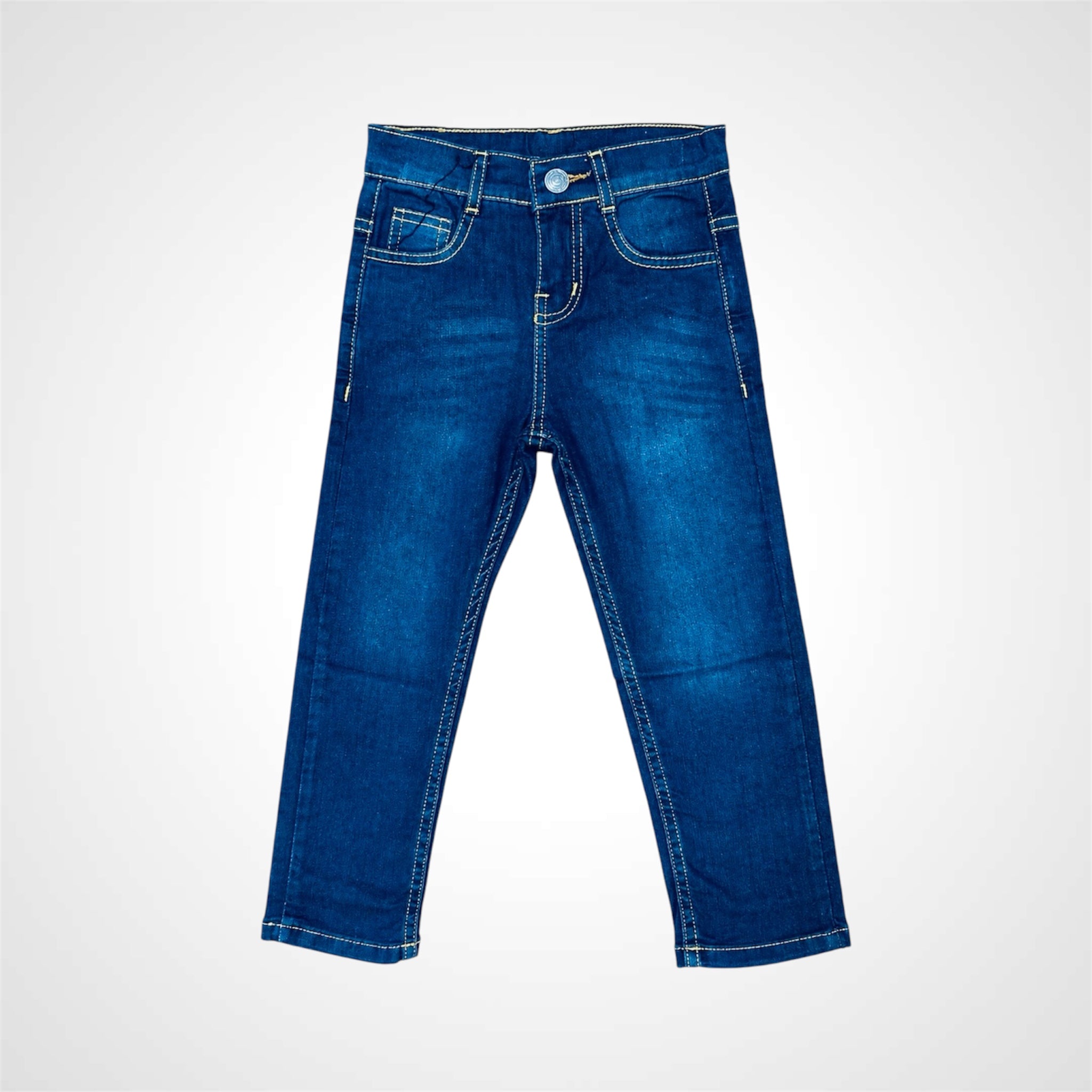 Pair of blue jeans on a white background