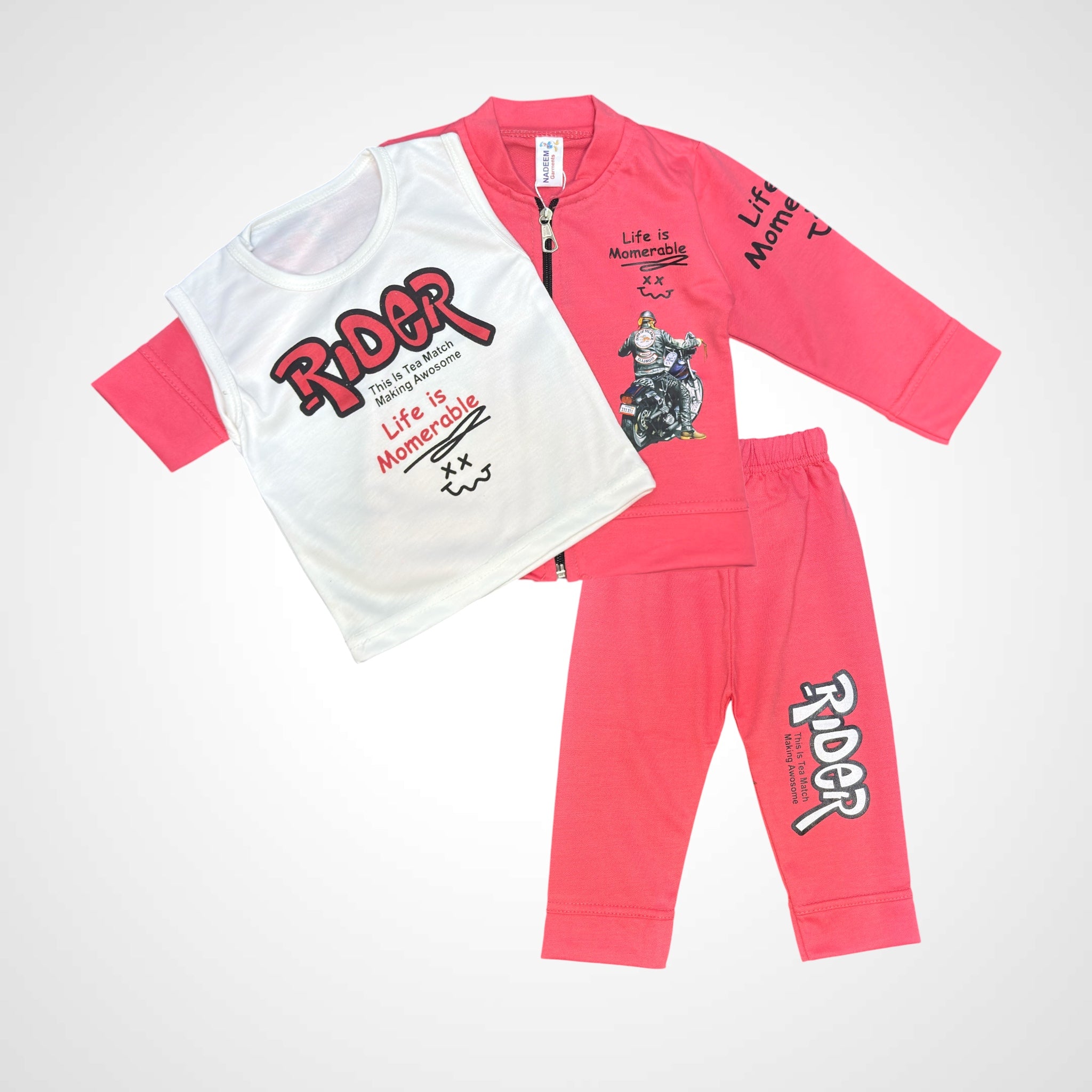 Trendy Kids' Biker Theme Casual Set