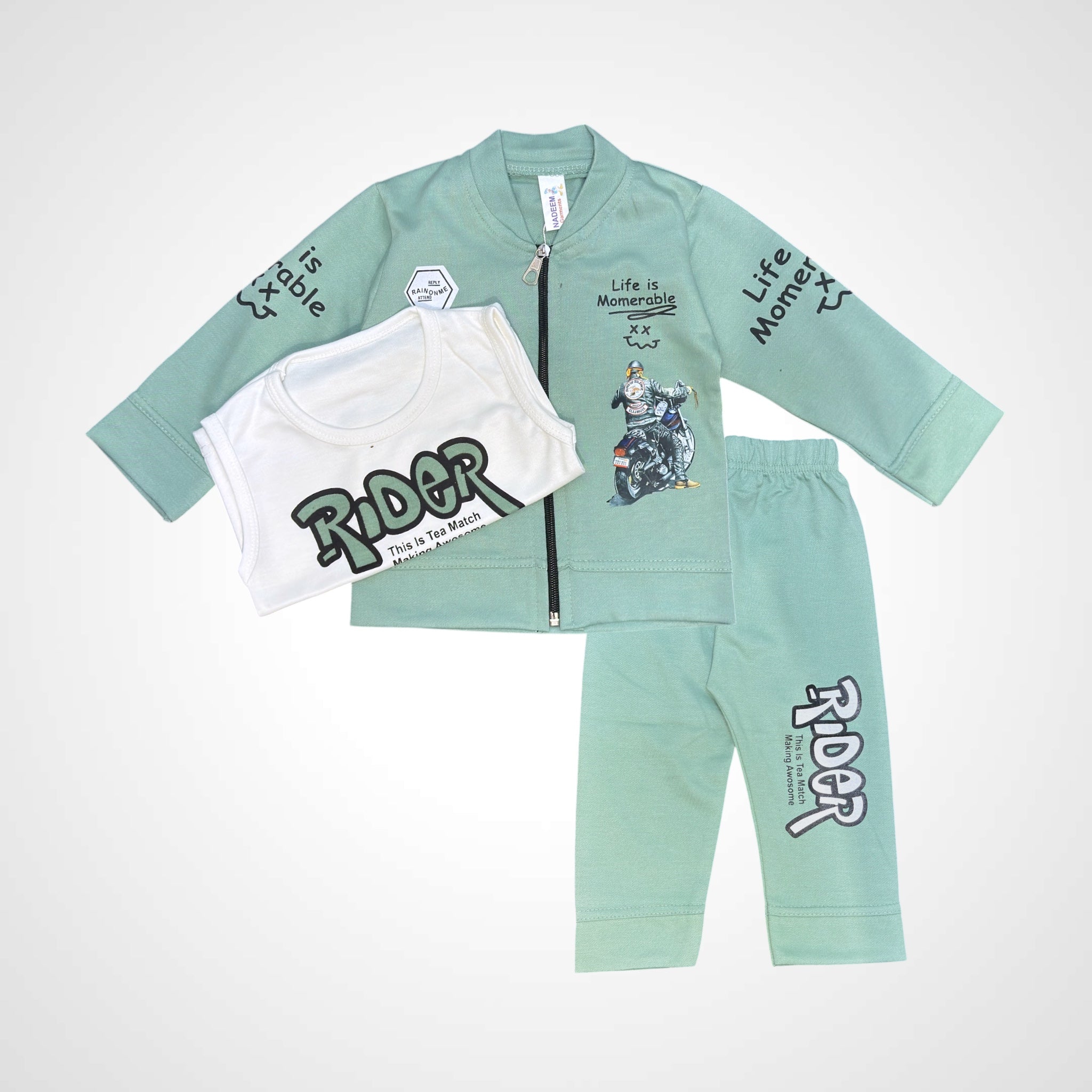 Trendy Kids' Biker Theme Casual Set
