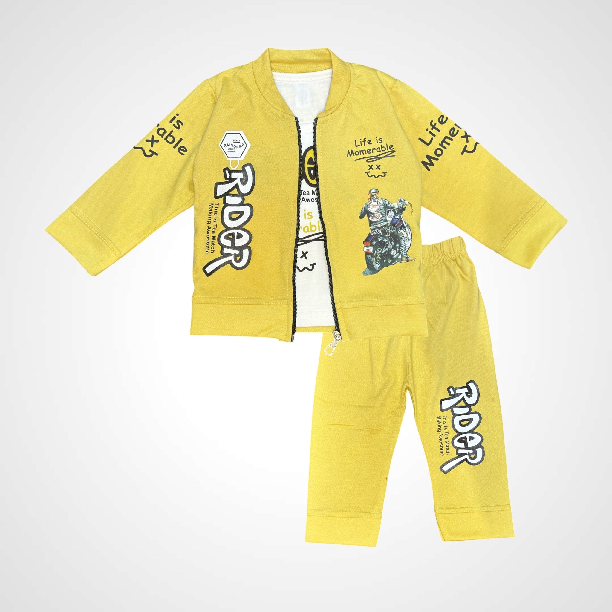 Trendy Kids' Biker Theme Casual Set