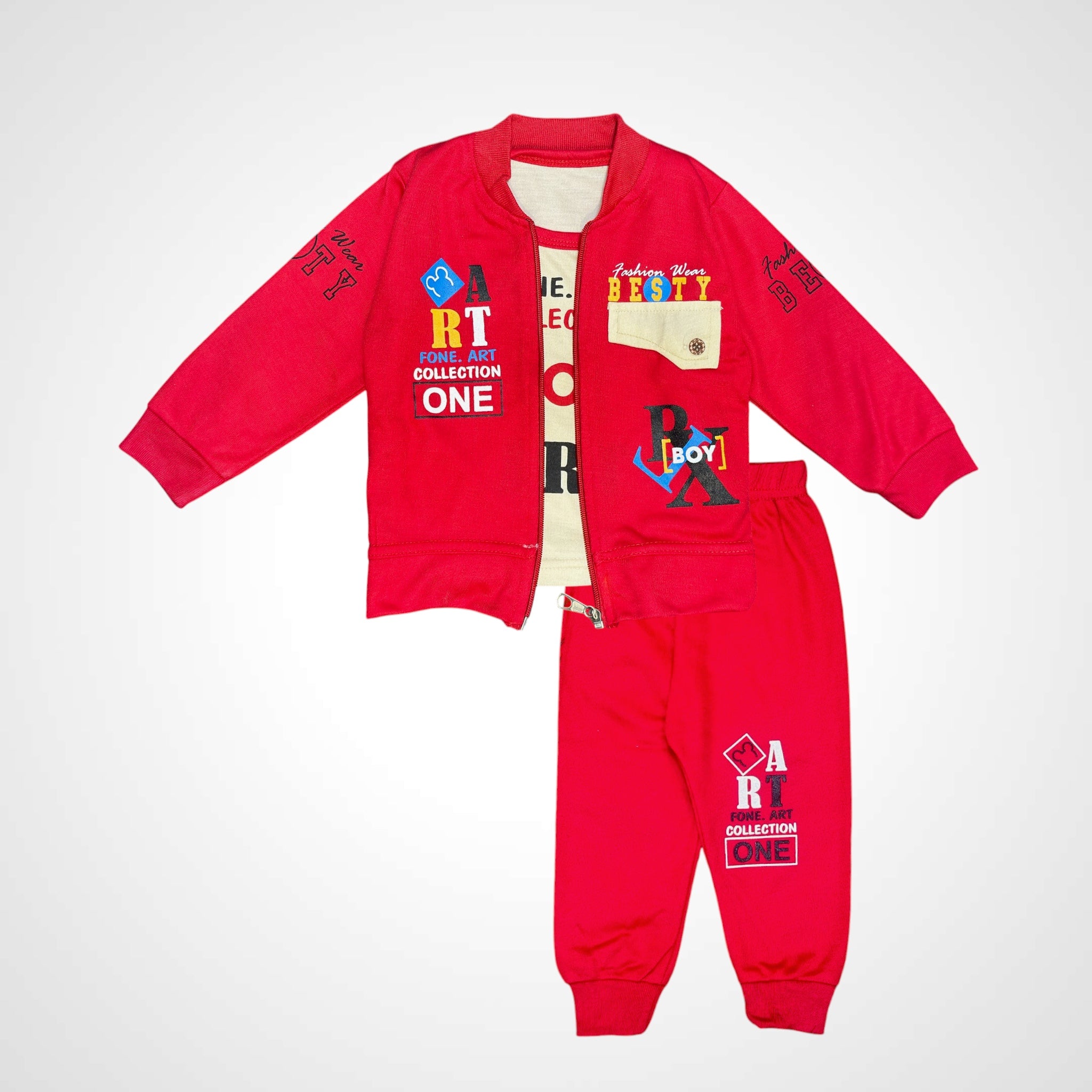 Stylish Teal Blue Casual Wear 3PC Outfit for Boys