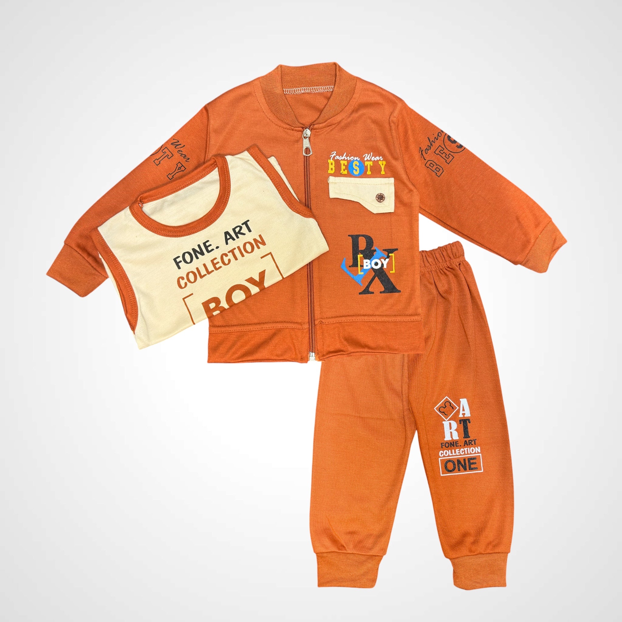 Stylish Teal Blue Casual Wear 3PC Outfit for Boys