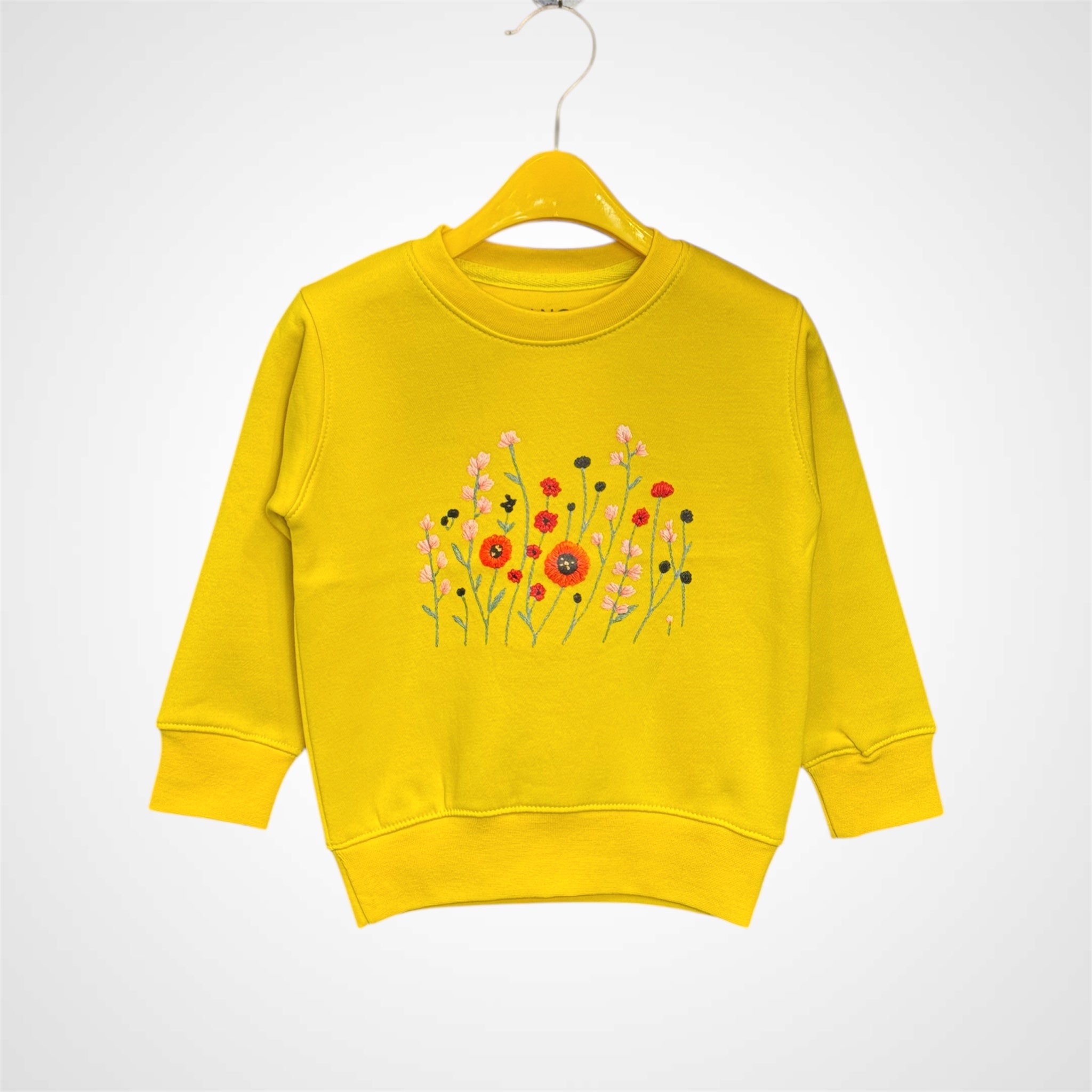 Girls' Delicate Embroidered Wildflower Crewneck Sweatshirt