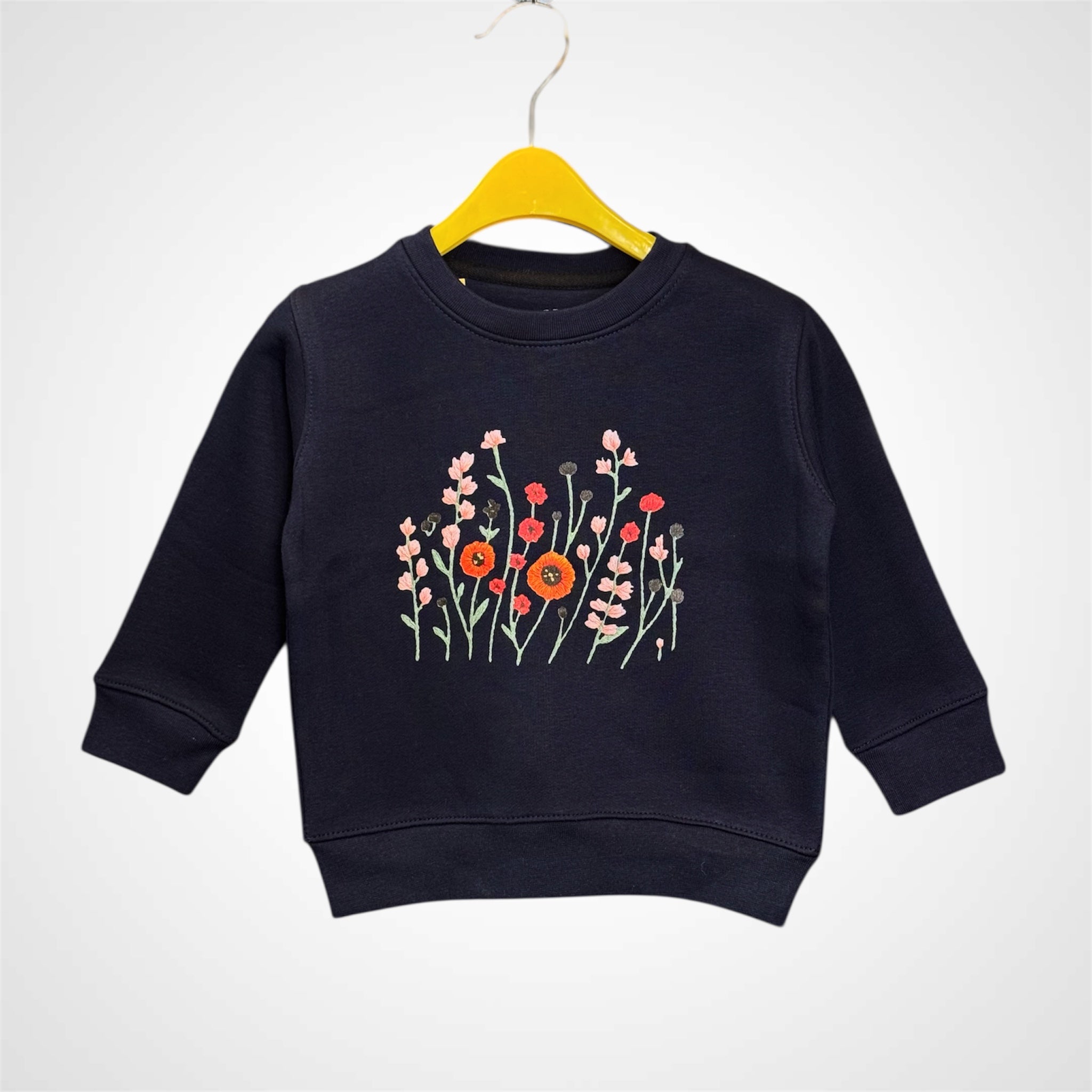 Girls' Delicate Embroidered Wildflower Crewneck Sweatshirt