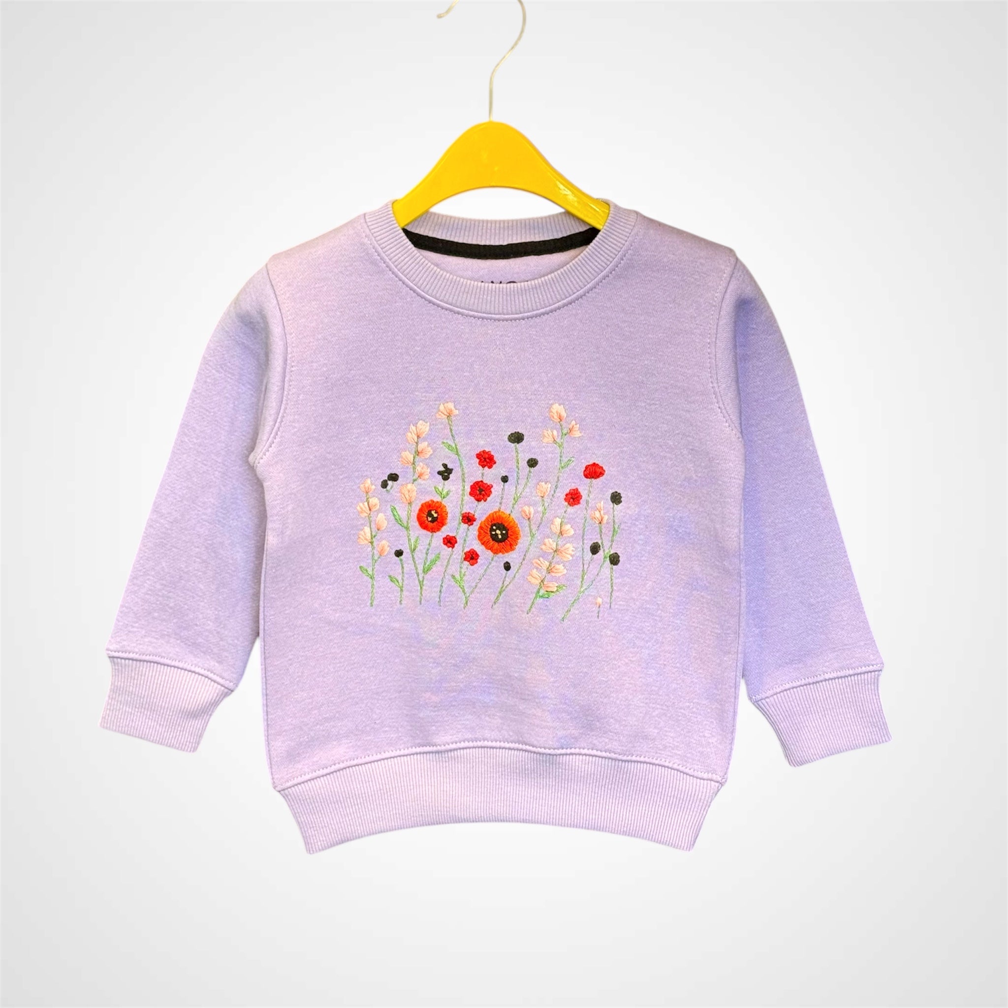 Girls' Delicate Embroidered Wildflower Crewneck Sweatshirt