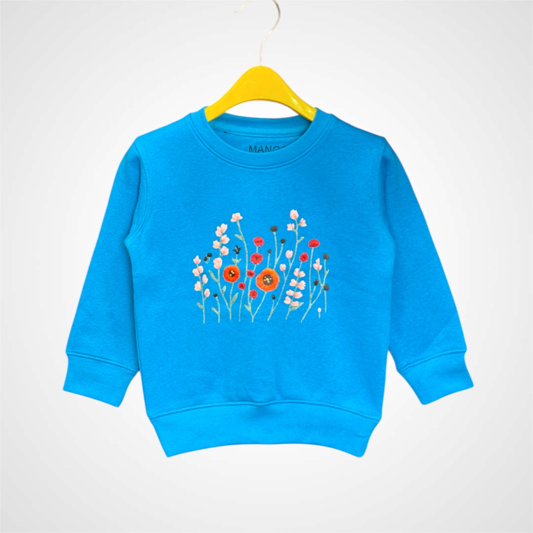 Girls' Delicate Embroidered Wildflower Crewneck Sweatshirt