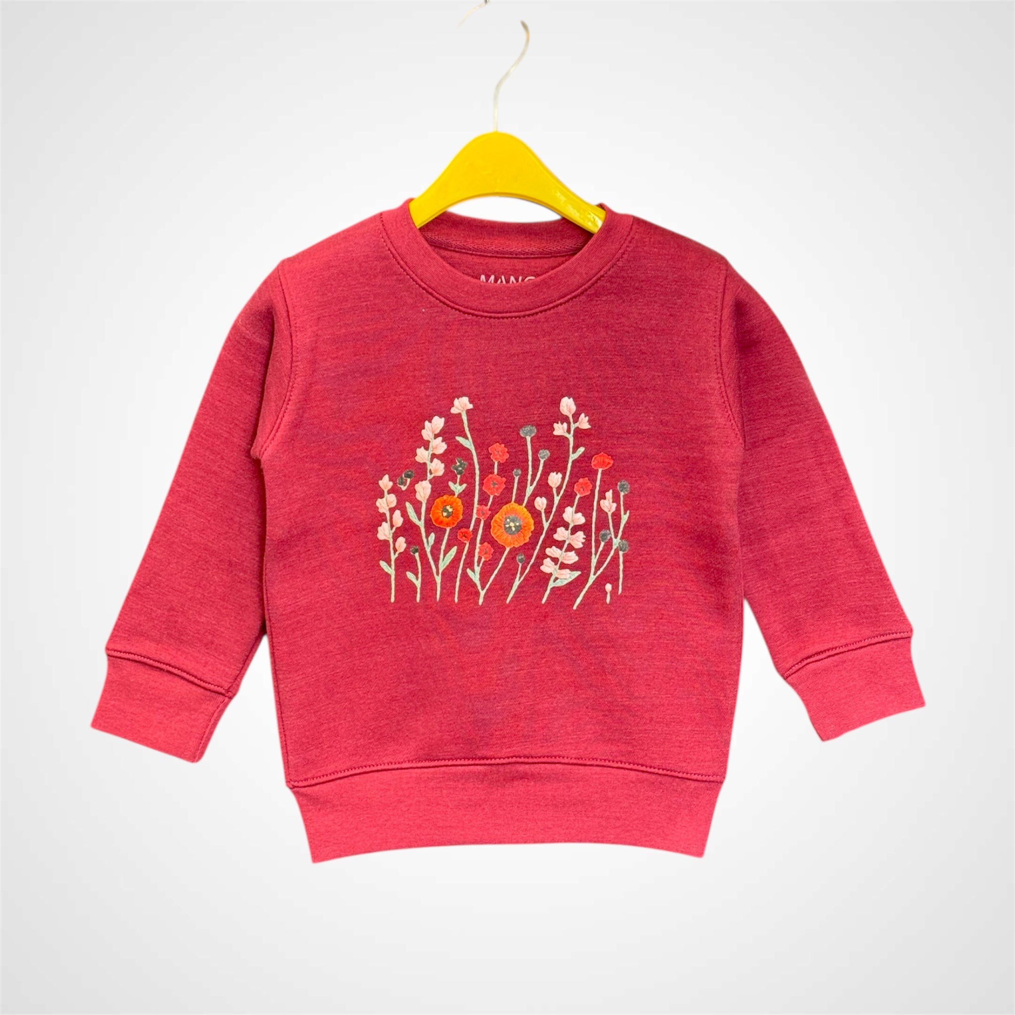 Girls' Delicate Embroidered Wildflower Crewneck Sweatshirt