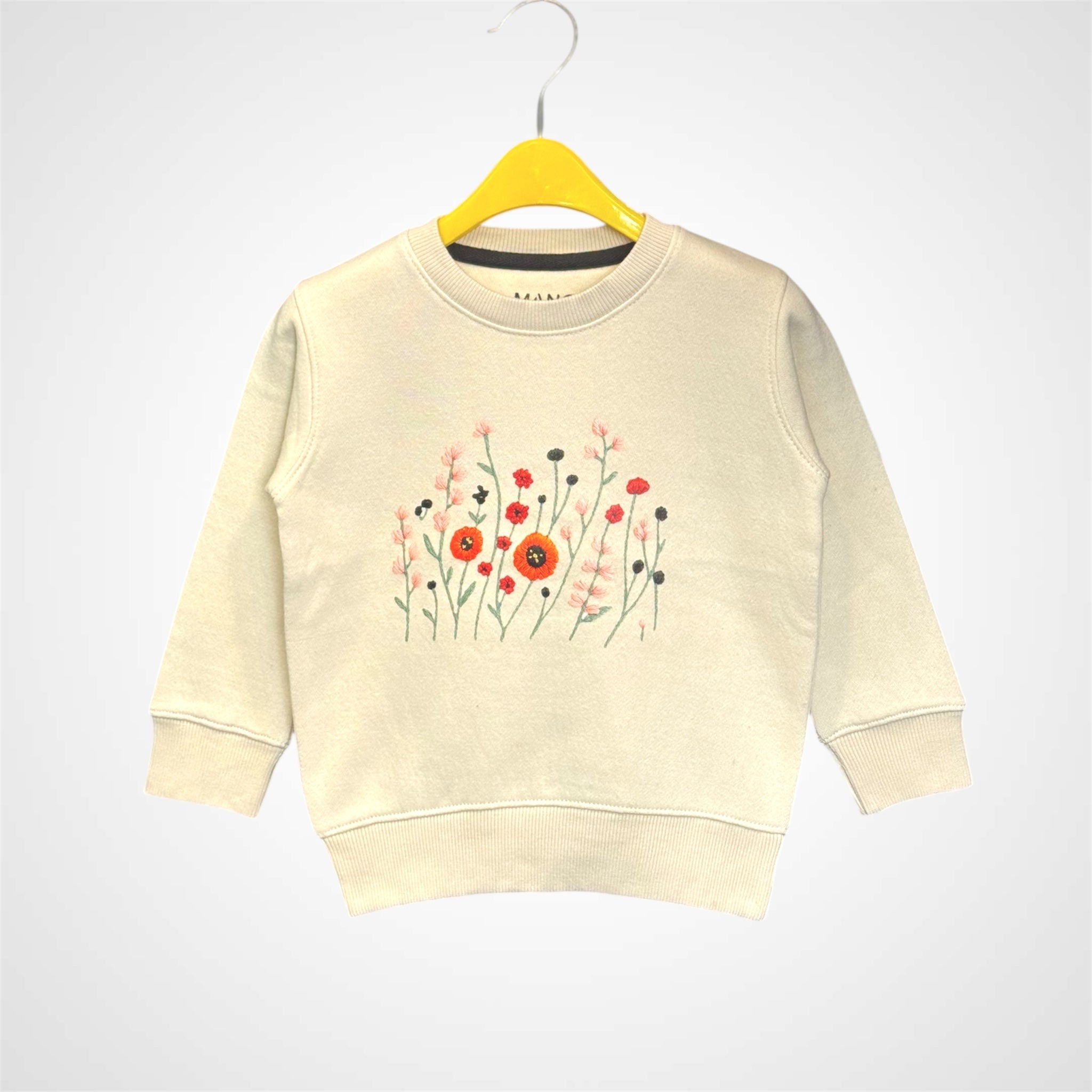 Girls' Delicate Embroidered Wildflower Crewneck Sweatshirt