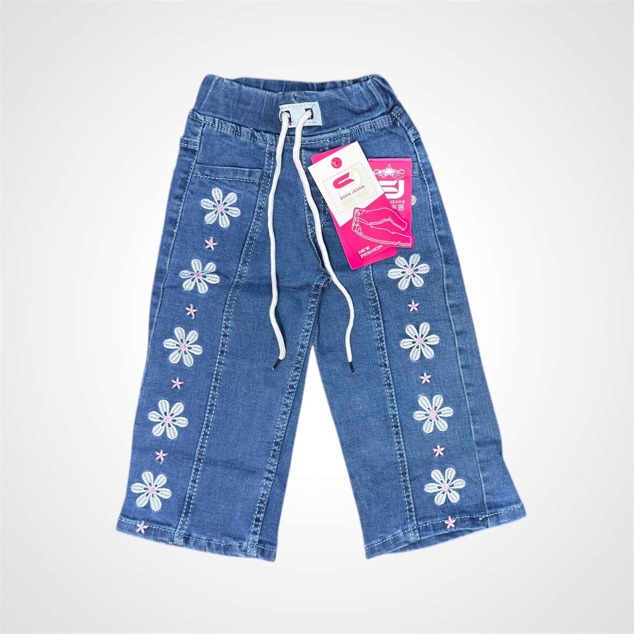 Charming Floral Embroidered Baggy Pent for Girls