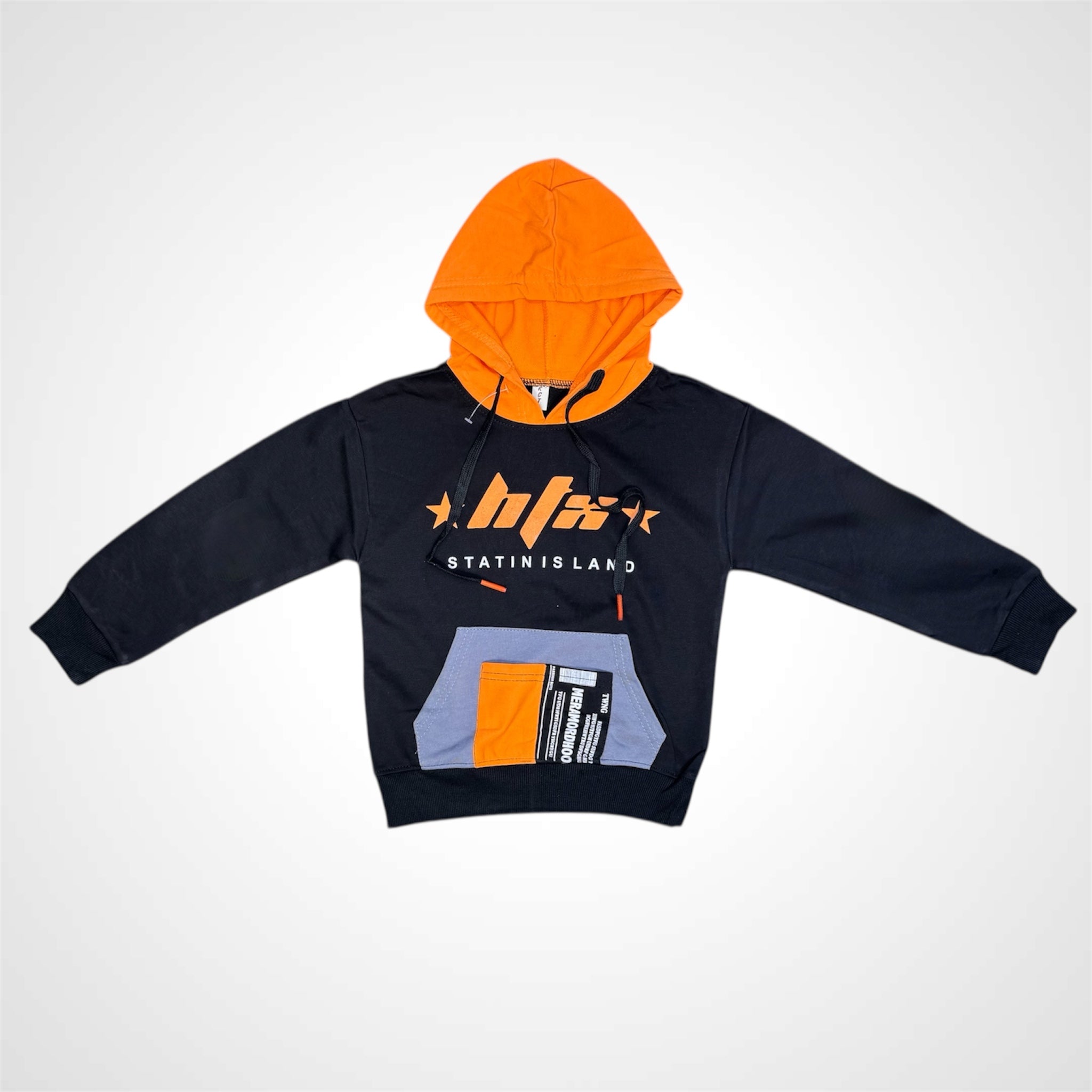 Boys' Contrast Hooded Sweatshirt with Patch Pocket Detail