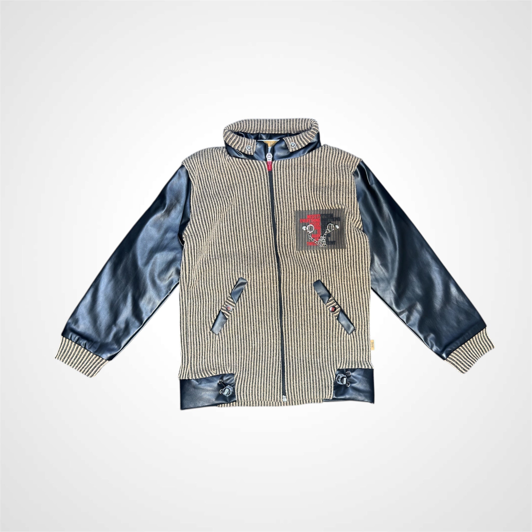 Boys' Zip Jacket with Leather-Look Sleeves