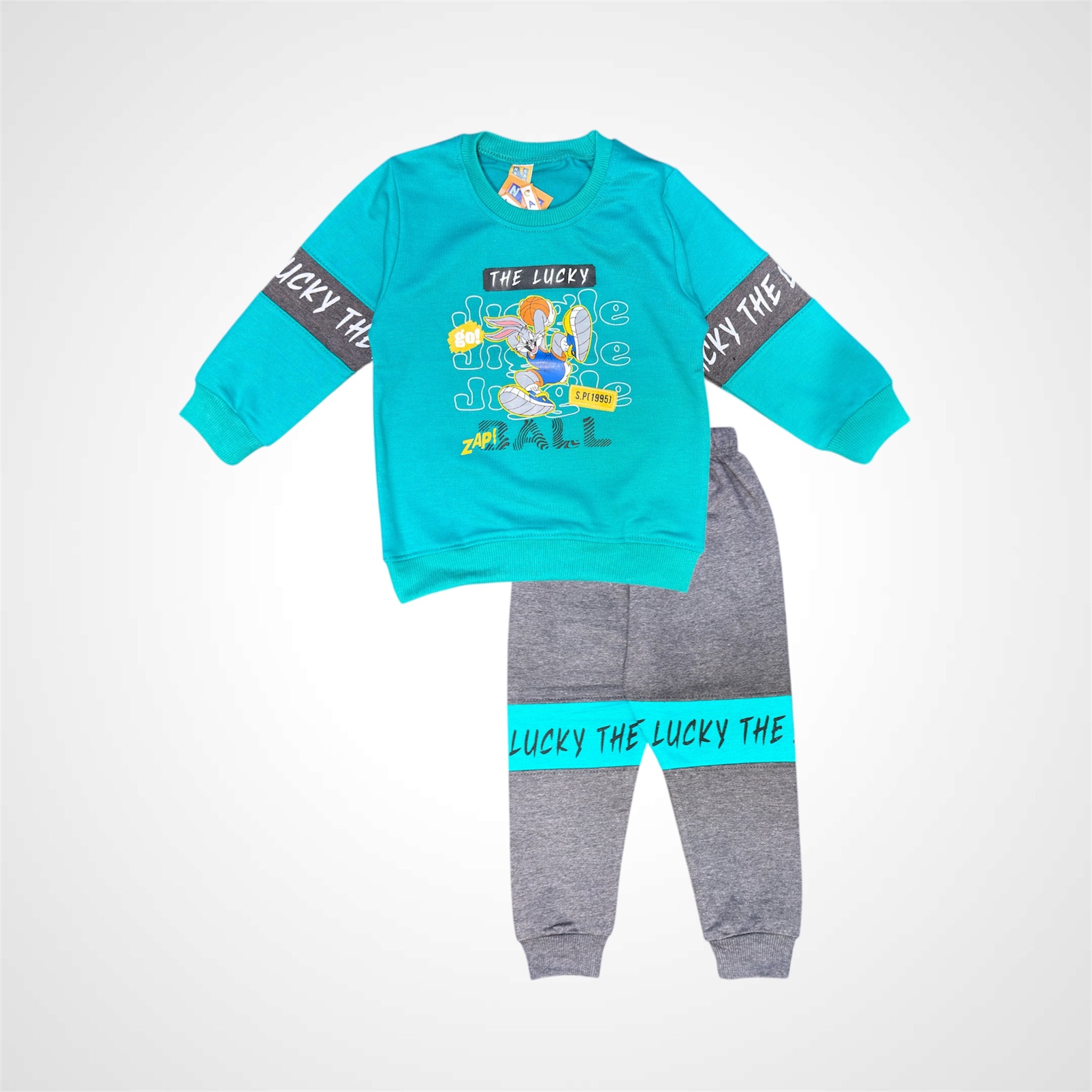 Boys' Graphic Sleeve-Band Sweatshirt and Contrast Panel Jogger Set
