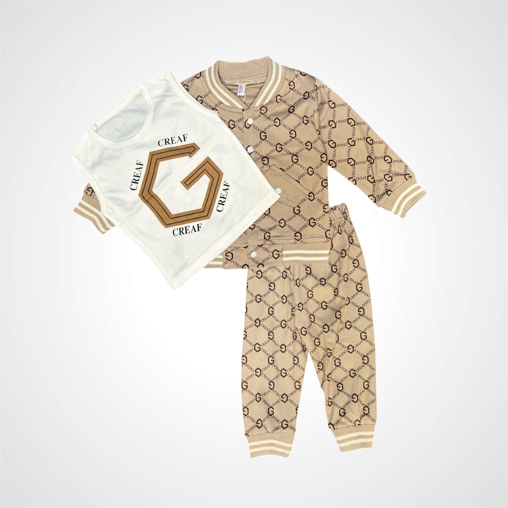 Boys' Monogram Print Tracksuit Set with Graphic Tee