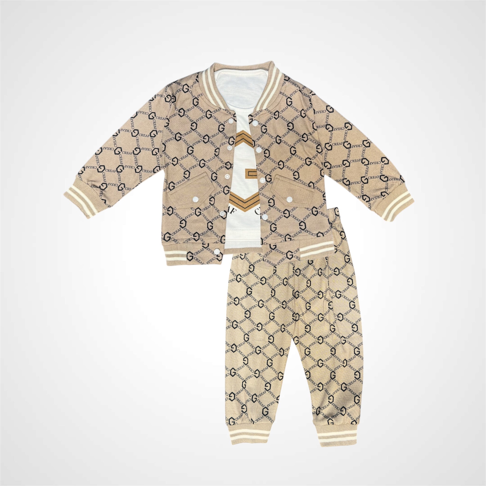 Boys' Monogram Print Tracksuit Set with Graphic Tee