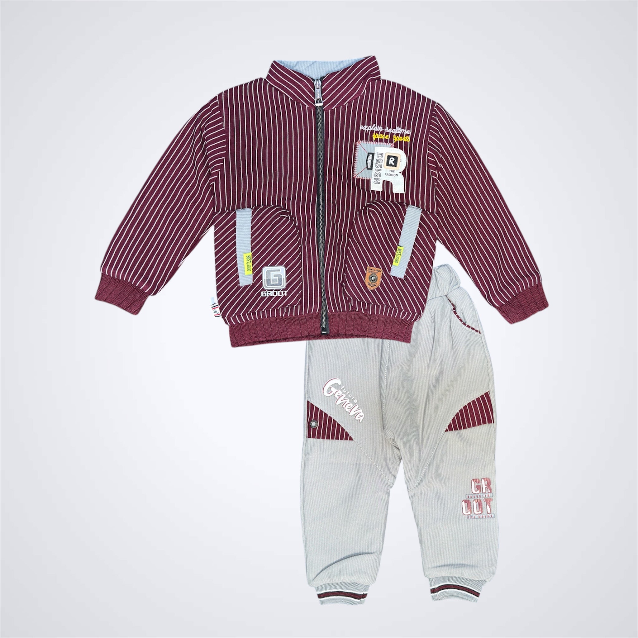 Boys' Striped Zip-Up Jacket and Jogger Set