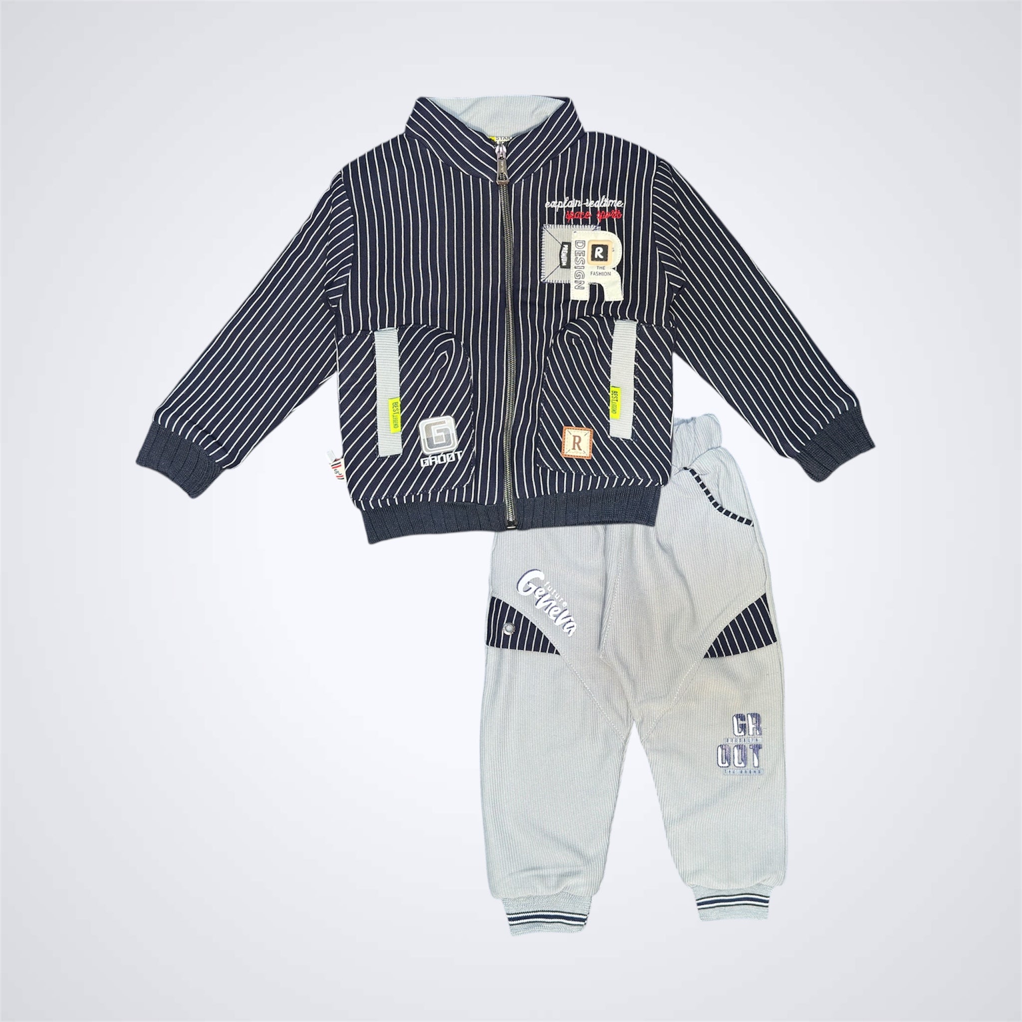 Boys' Striped Zip-Up Jacket and Jogger Set