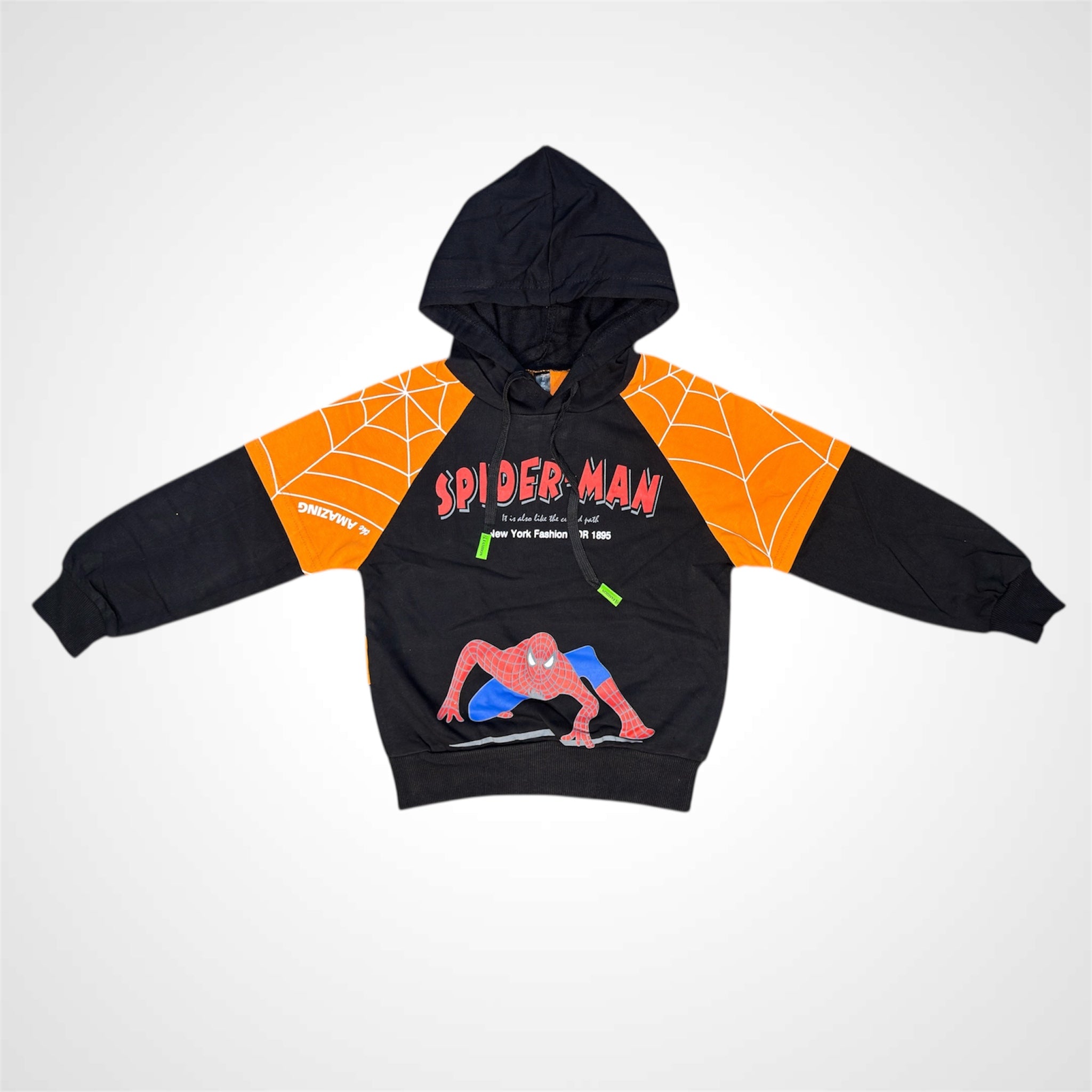 Boys Spider-Man Printed Hoodie – Red & Black Pullover Sweatshirt