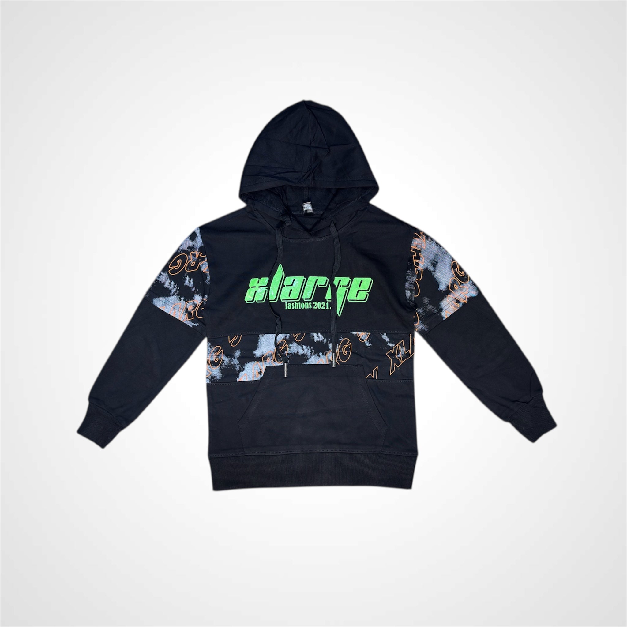 Boys Xlarge Printed Black Hoodie – Trendy Streetwear Pullover