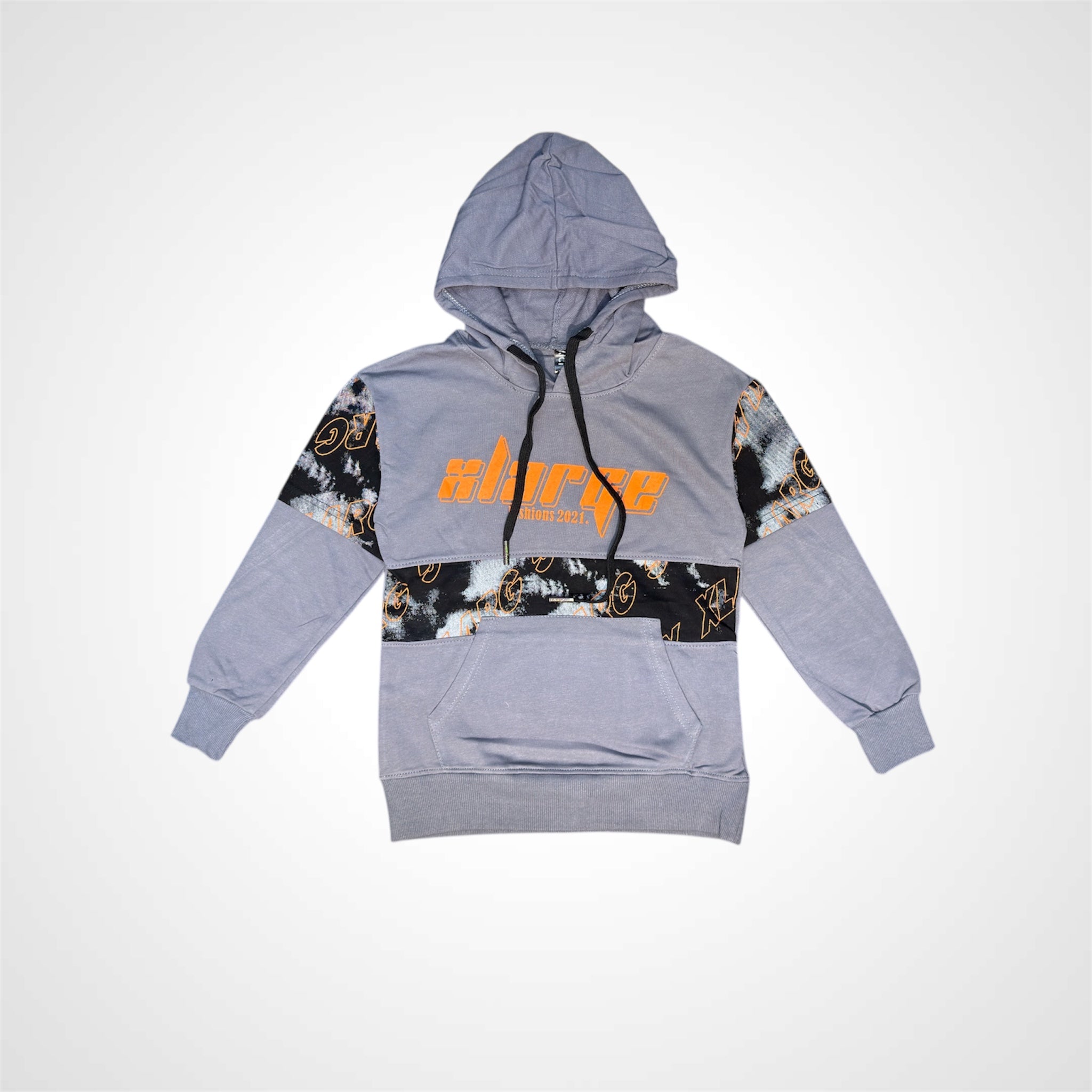 Boys Xlarge Printed Grey Hoodie – Stylish Streetwear Pullover