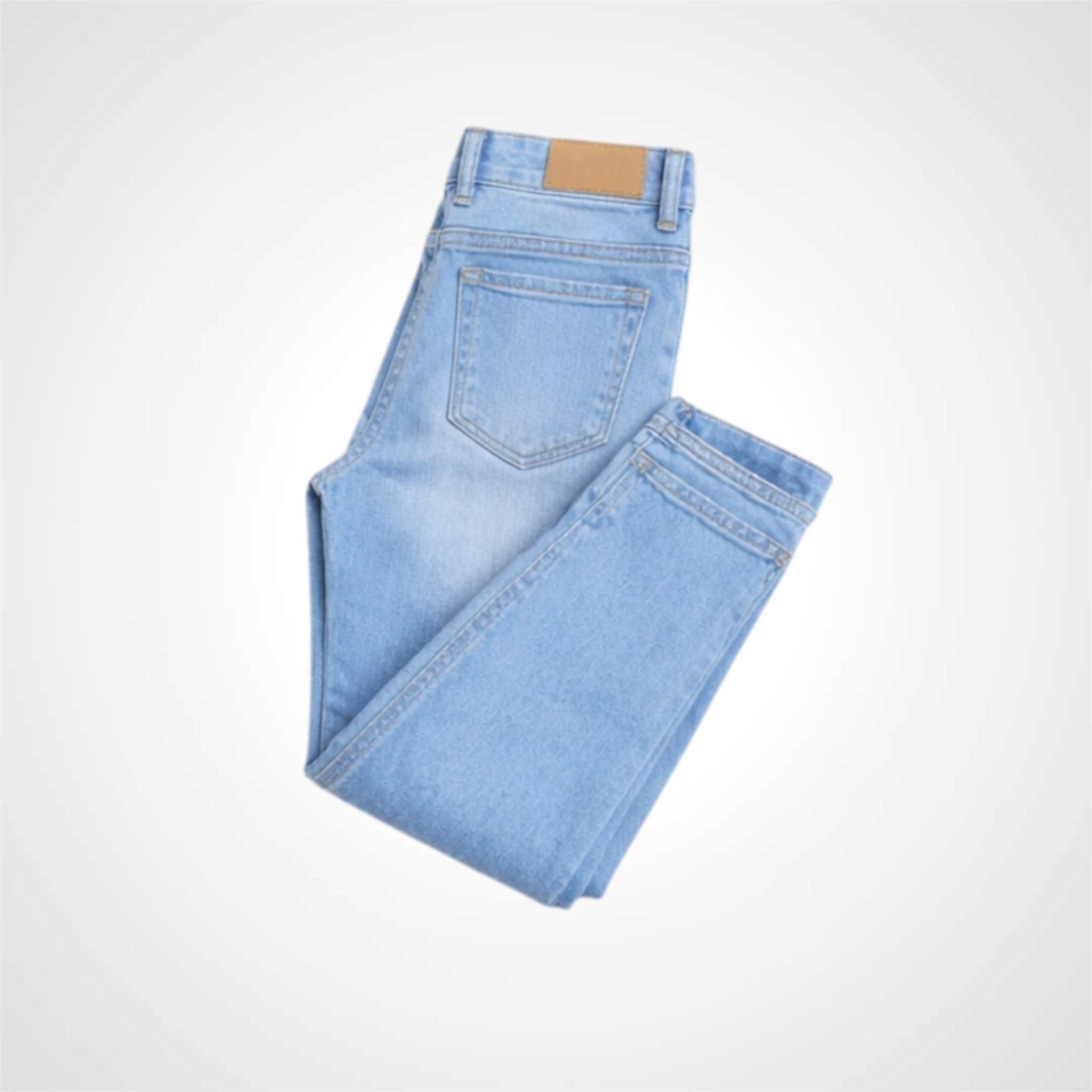 Kids premium classic denim jeans with stretchable fabric and rolled-up cuffs for everyday wear. 4