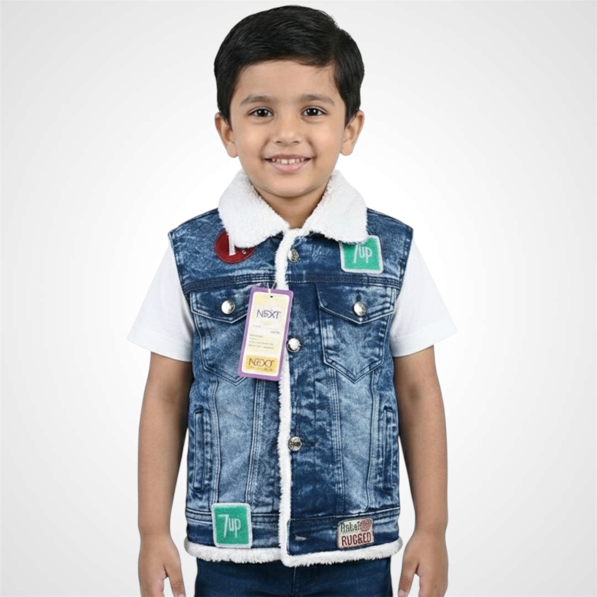 Kids' Sleeveless Winter Gilet with Faux Fur Collar jacket