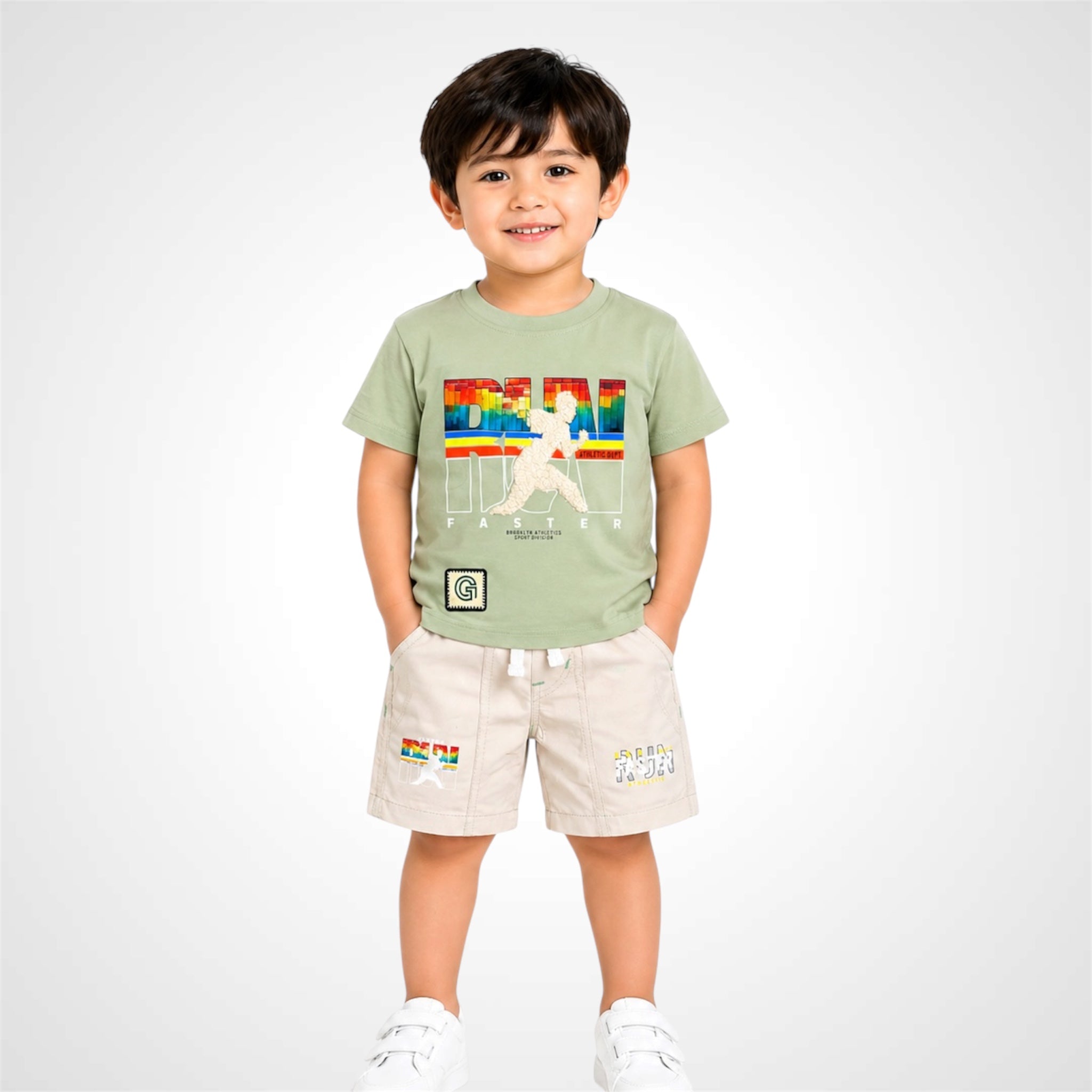Premium Boys Graphic T-Shirt & Shorts Set - Casual Cotton Summer Outfit