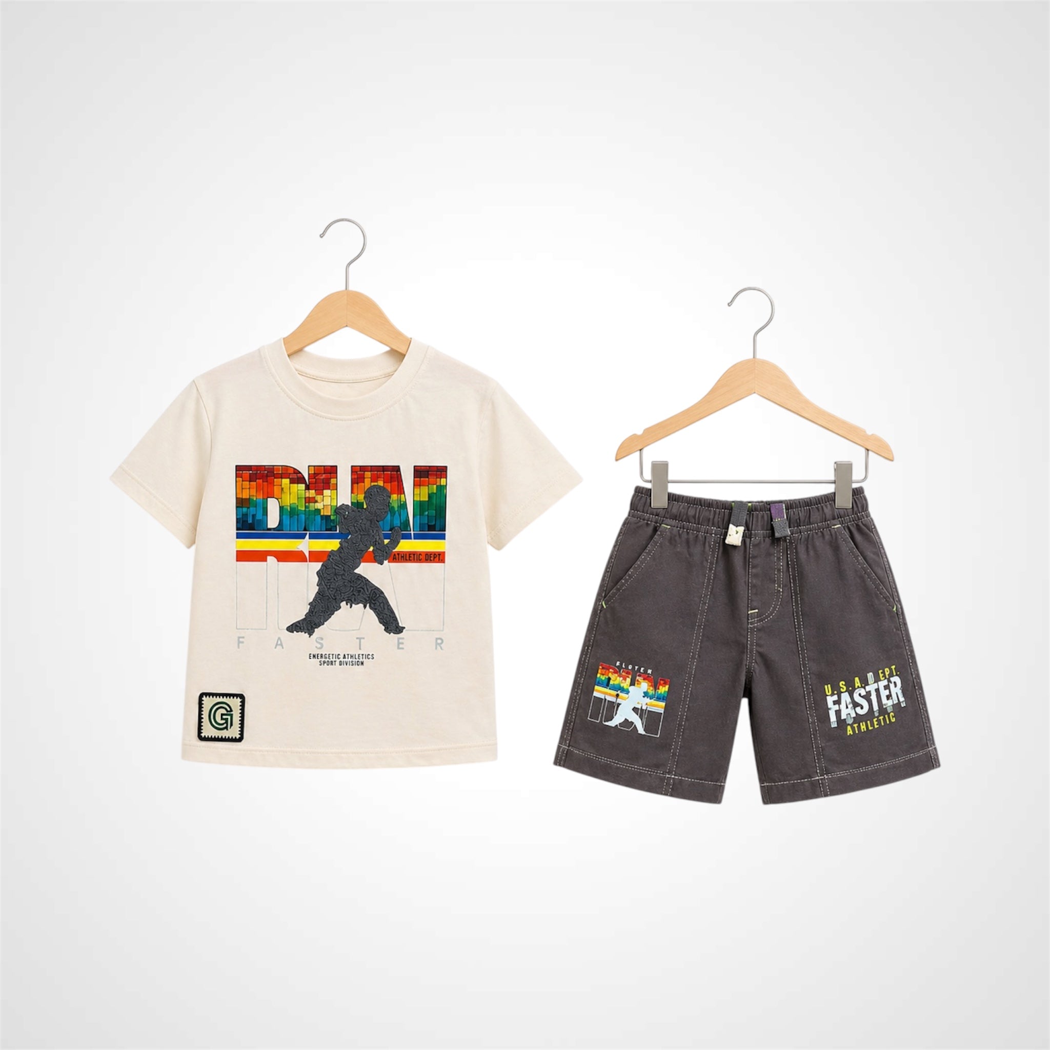 Premium Boys Graphic T-Shirt & Shorts Set - Casual Cotton Summer Outfit